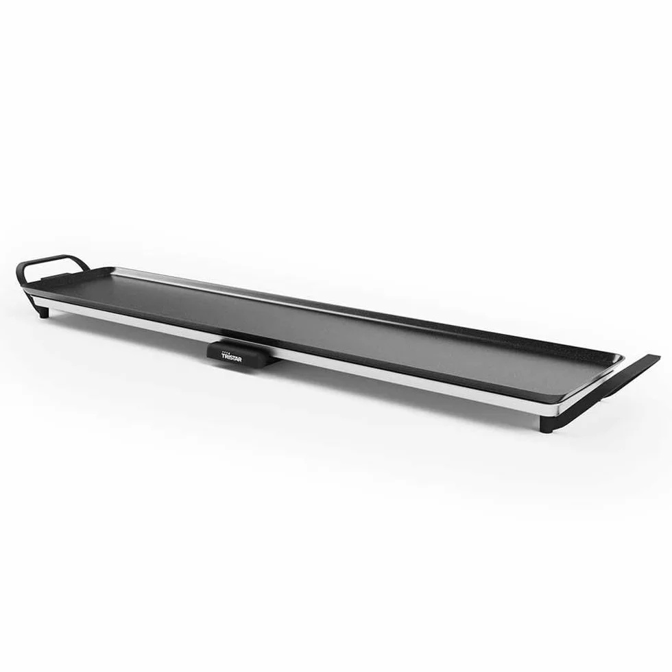 Tristar Grill Stołowy Slim Xxl – Bardzo Duża Powierzchnia Do Pieczenia 100 X 22 Cm – Regulowany Termostat – Powłoka Zapobiegająca Przywieraniu – Wyjmowana Tacka Na Tłuszcz – Łatwy Do Czyszczenia –