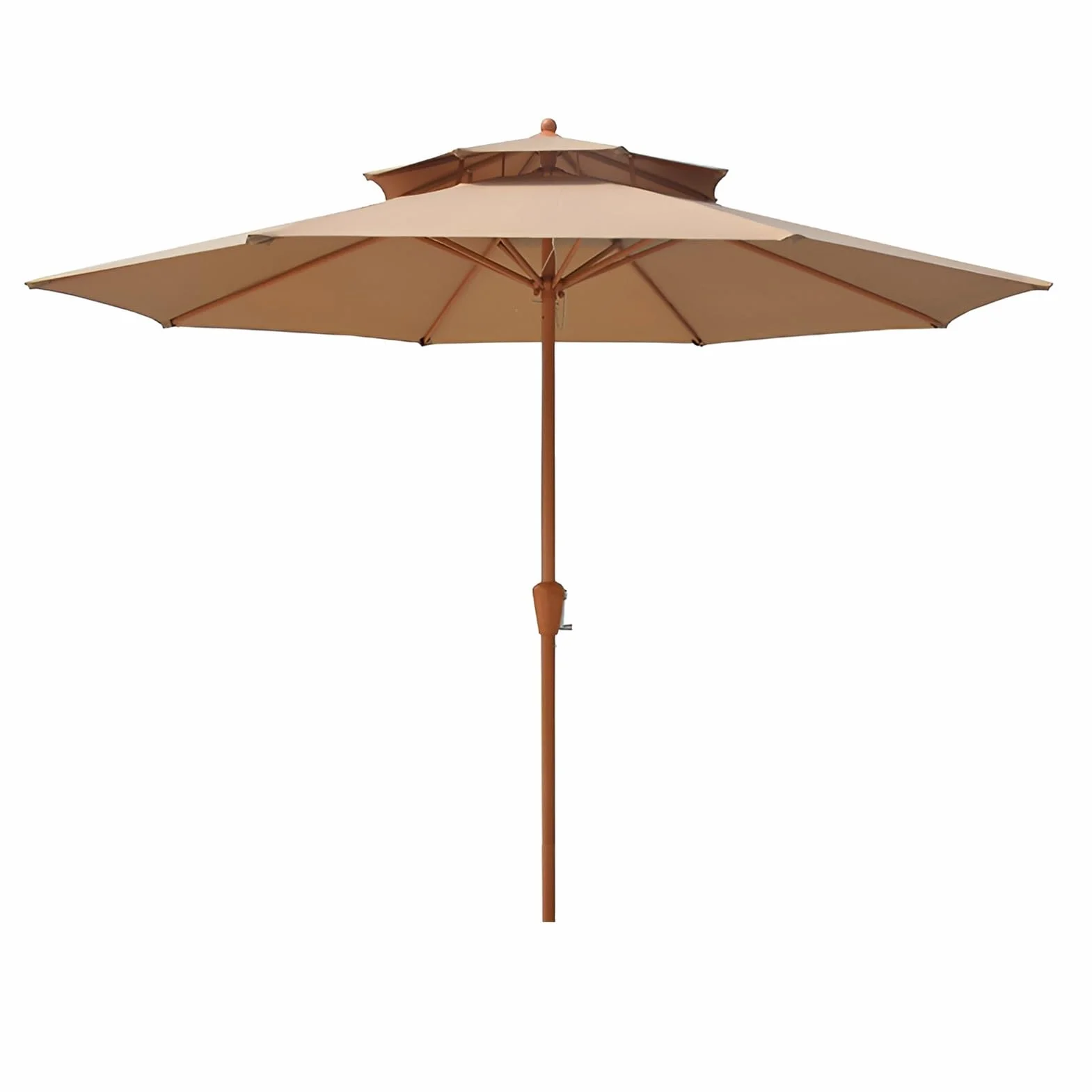 Duży Parasol Ogrodowy, 2 Koła, 9 Stóp, Wiatroodporny, Odporny Na Promieniowanie Uv, Stolik Ogrodowy, Do Ogrodu, Na Taras,Natural-270cm(9ft)