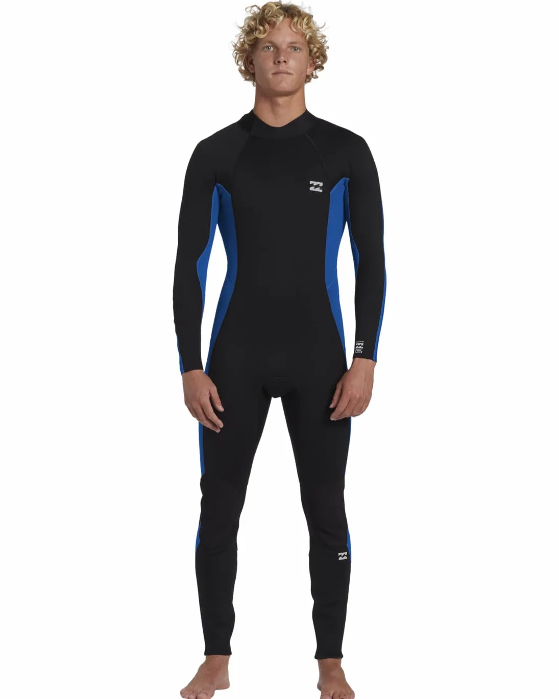 Billabong Męski kombinezon foliowy 3/2 mm z płaskim zamkiem błyskawicznym - Mid Blue - retencja z kombinacją o wysokiej rozciągliwości