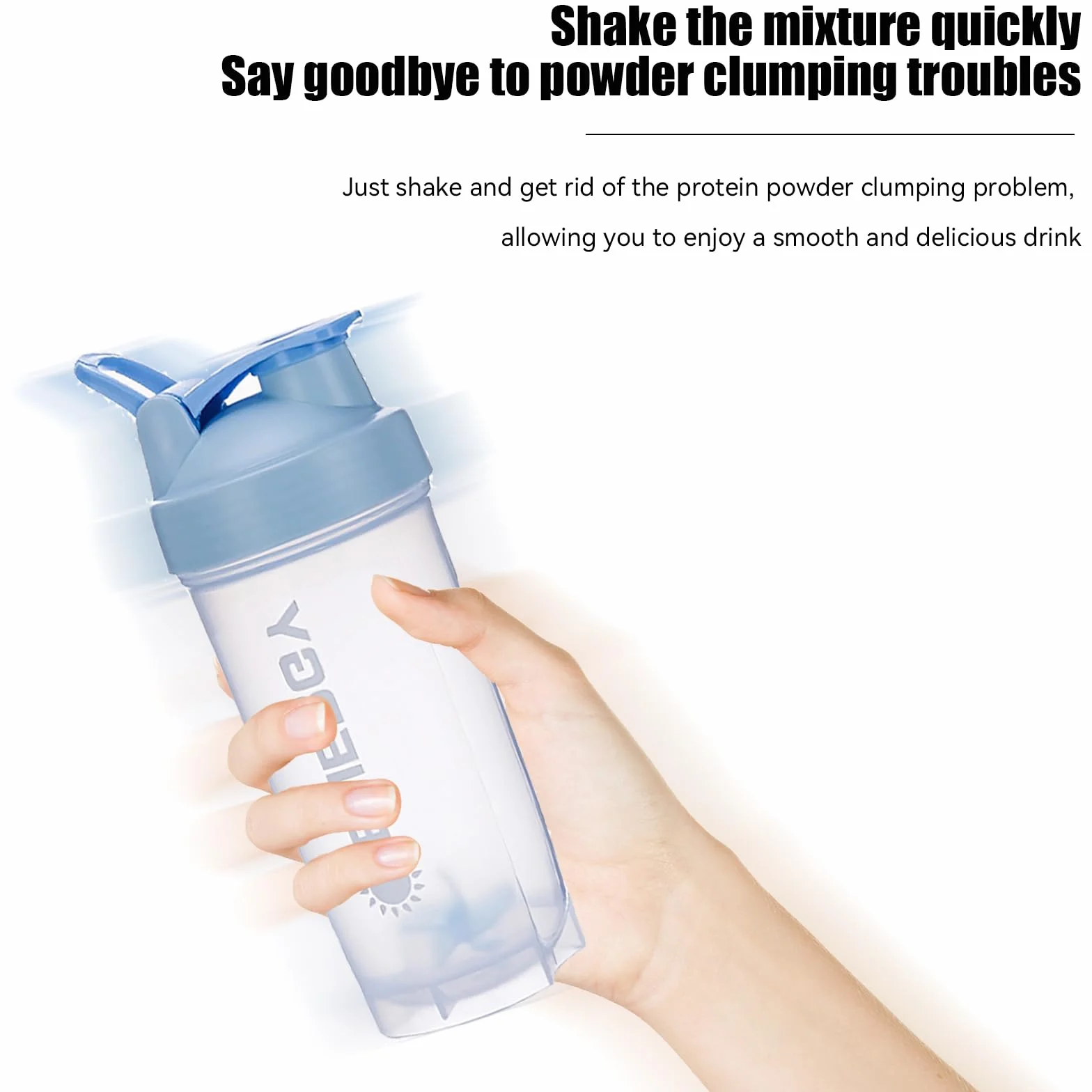 Shaker z kulką do mieszania 700 ml, nie zawiera BPA, wodoodporny, do koktajli proteinowych (niebieski)