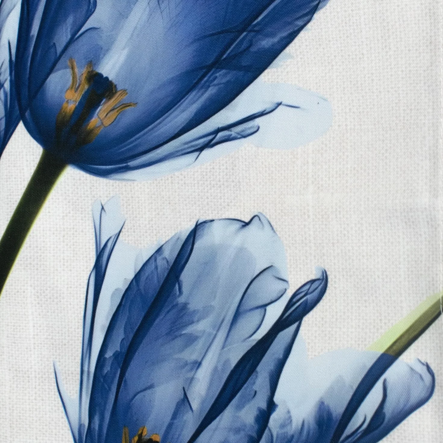 Bieżnik na stół 40x140 cm, tulipany, niebieski, beżowy kremowy, nowoczesny nadruk, na wiosnę i lato