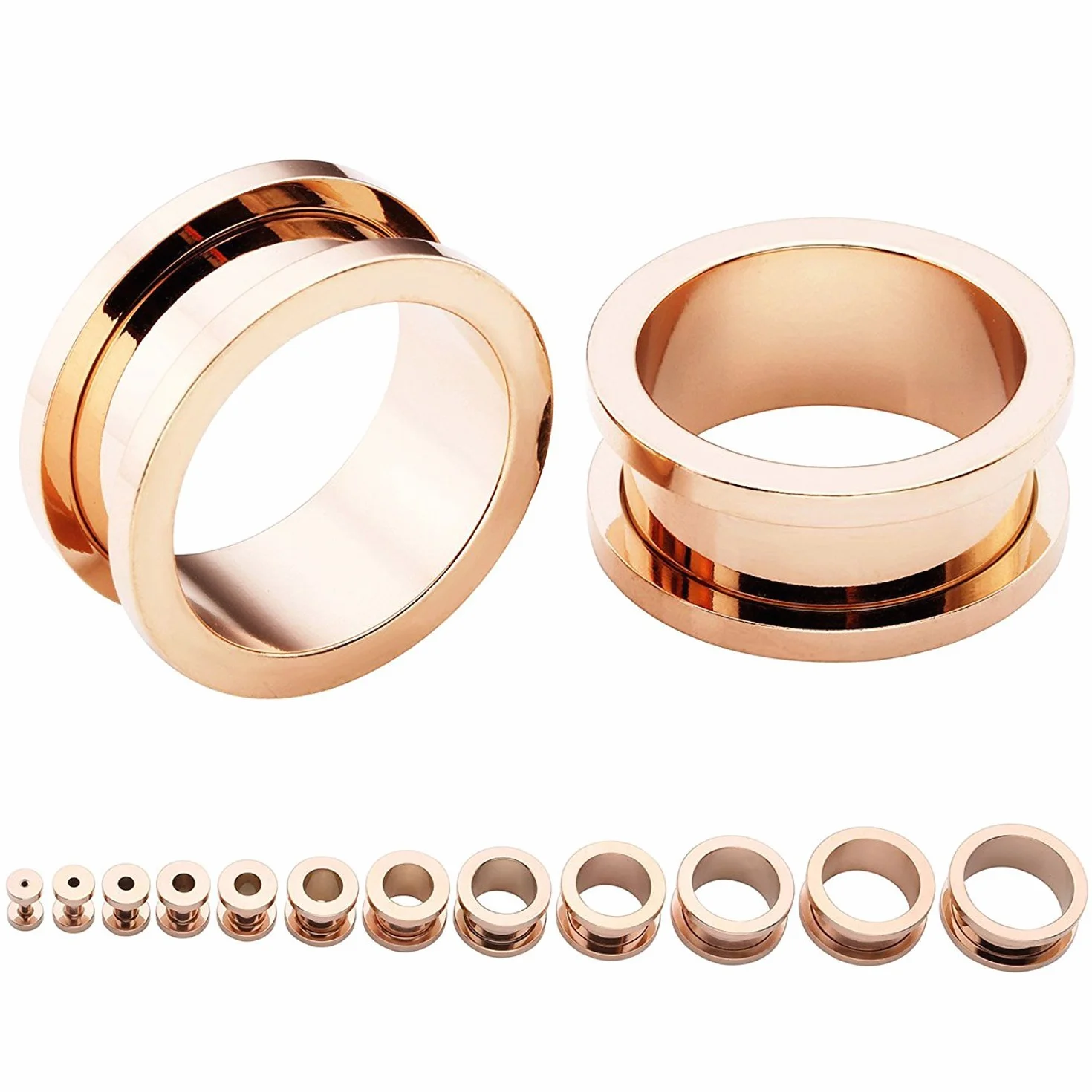 12 szt. 6 kolorów 316L stal nierdzewna O wskaźniki do uszu tunele do uszu wkręt do stosowania w biżuterii do piercingu ciała 14g (1,6mm), 6mm(2g), Stal nierdzewna