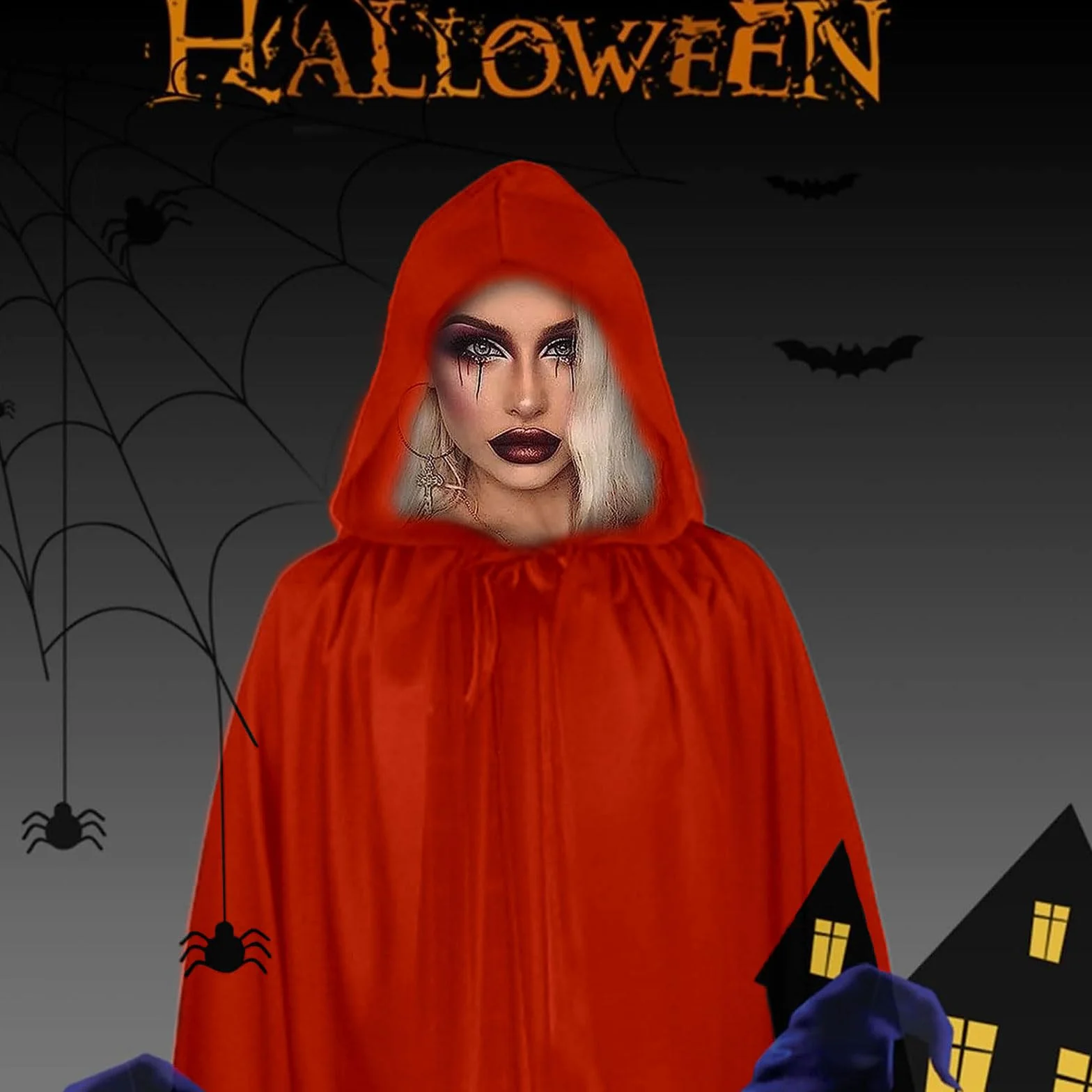 MIVAIUN Czerwona peleryna, czarownica, akcesoria do cosplay, dla dorosłych, na Halloween, fantazyjny kostium, płaszcz dla dorosłych, na imprezę, fantazyjny kostium, maskaradę, czerwony, 140 cm