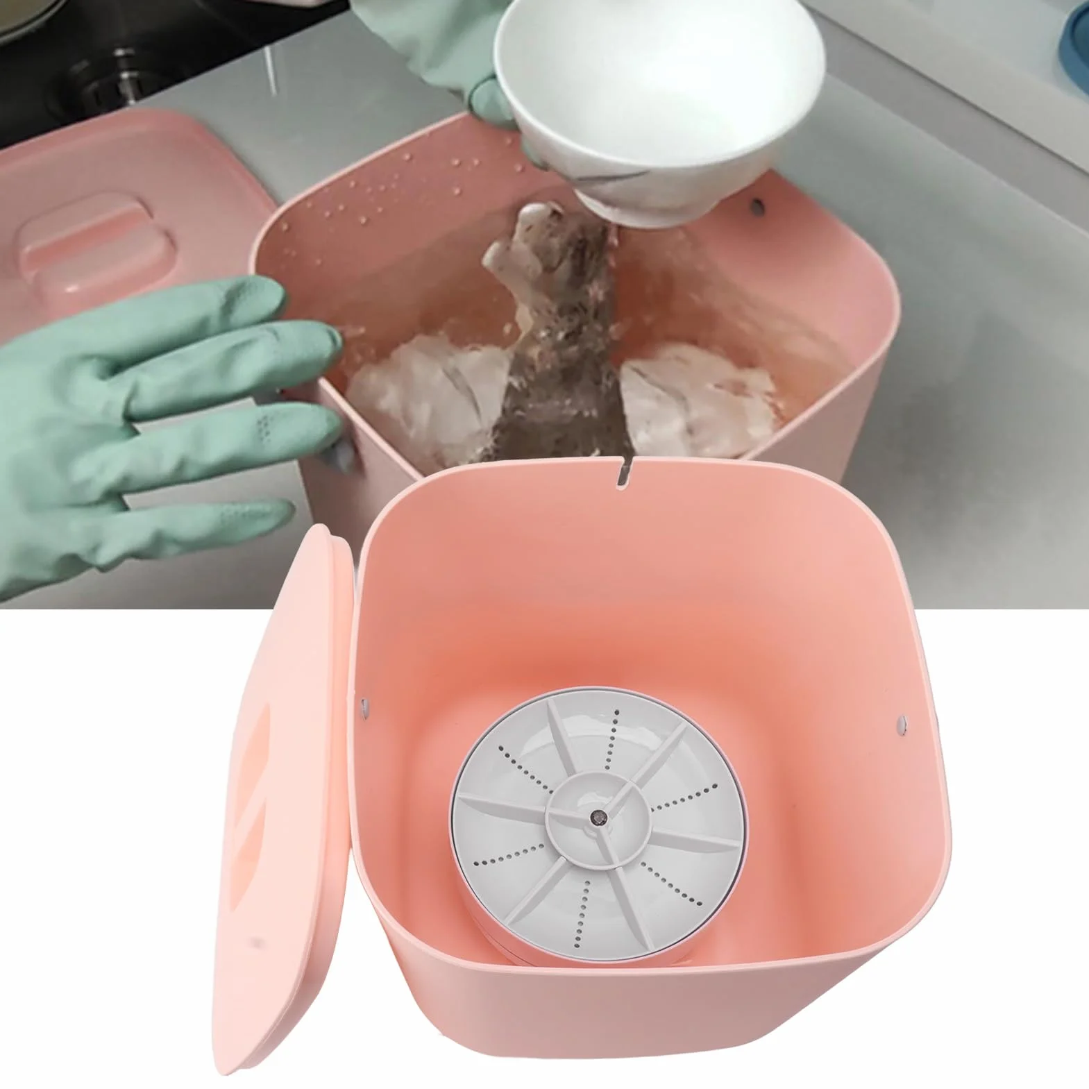 Mini zmywarka do naczyń owocowych 18W różowa
