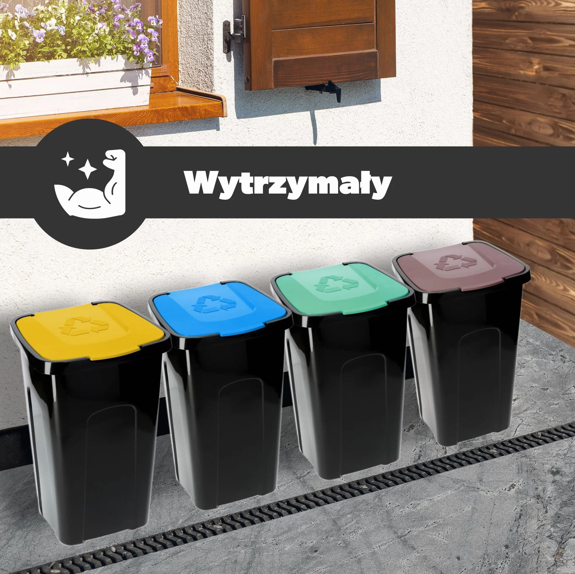 KADAX Kosz do segregacji 50 l brązowy prostokątny