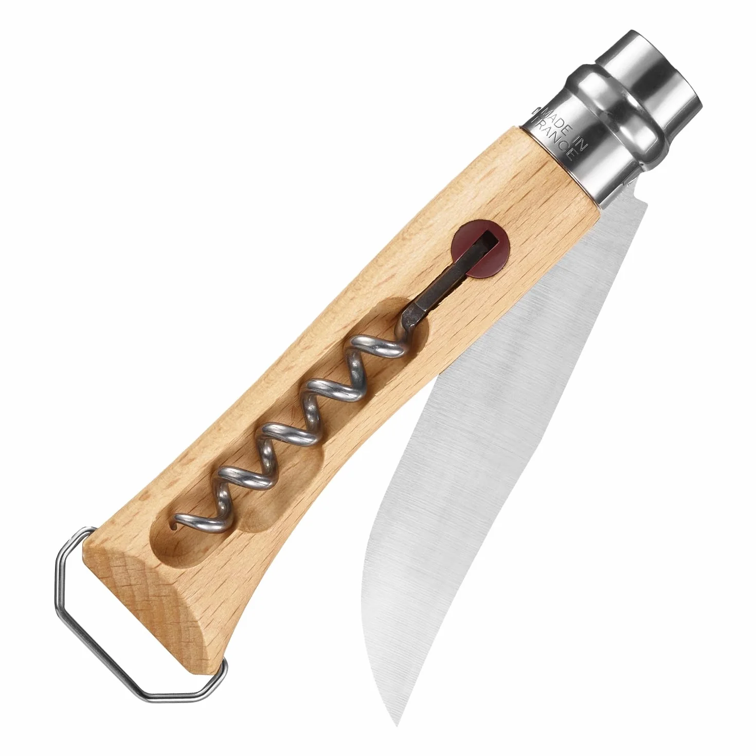 Opinel Scyzoryk nr 10, z korkociągiem i podnośnikiem do kapsli, ze stali nierdzewnej, z uchwytem bukowym, długość ostrza: 10 cm, 254651, brązowy