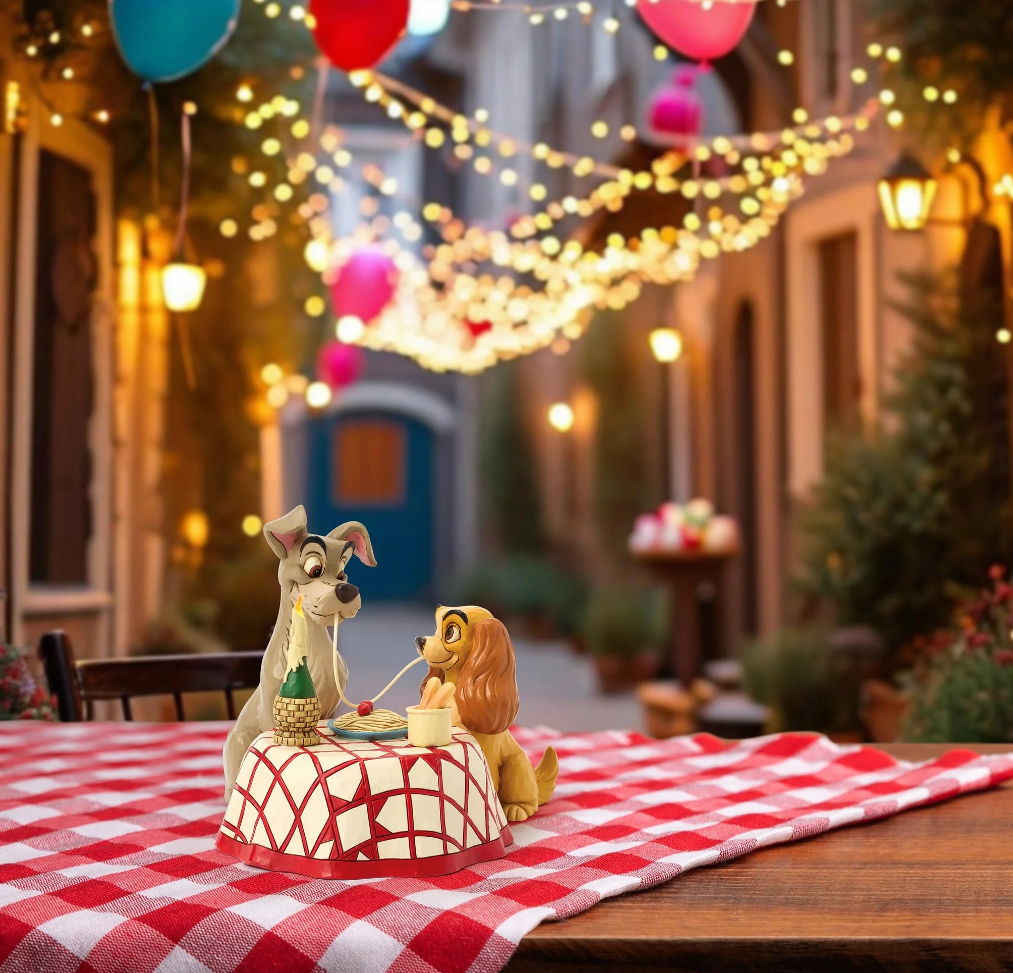 Disney Traditions Lady and Tramp Spaghetti Scena Figurka LED