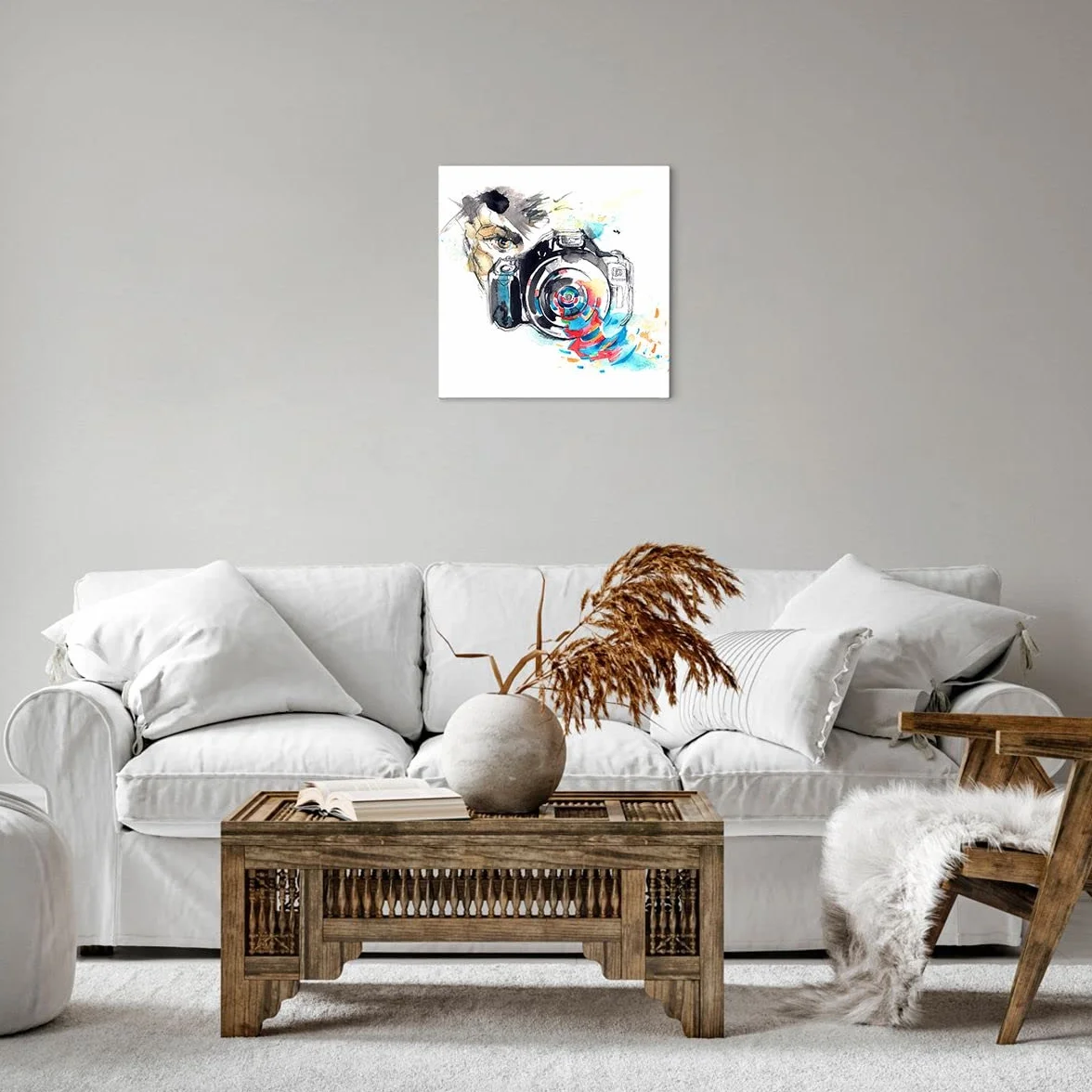 ARTTOR Obraz na płótnie w ramie Fotograf Aparat ostrość hobby Nowoczesny 40x40cm Dekoracja ścienna Salon Sypialnia Kuchnia Deko Obrazy Art Foto Mały Sztuka na ścianę Wall Decor Canvas AC40x40-3022