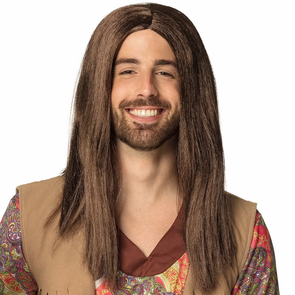Peruka John Brown dBugie wBosy hippie przedziaBek flower power gwiazda rocka kostium karnawał