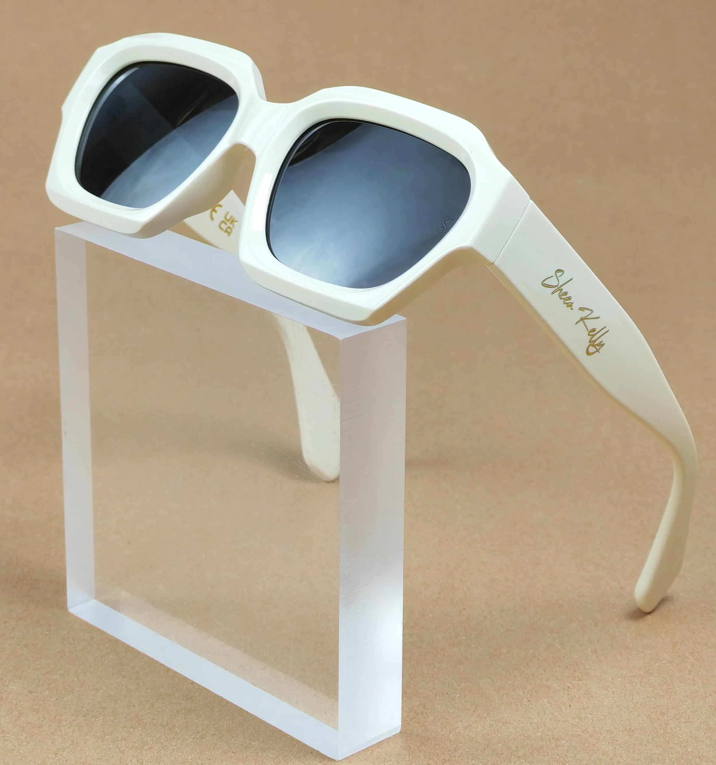 SHEEN KELLY okulary przeciwsłoneczne retro sześciokątne grube czarne lata 90