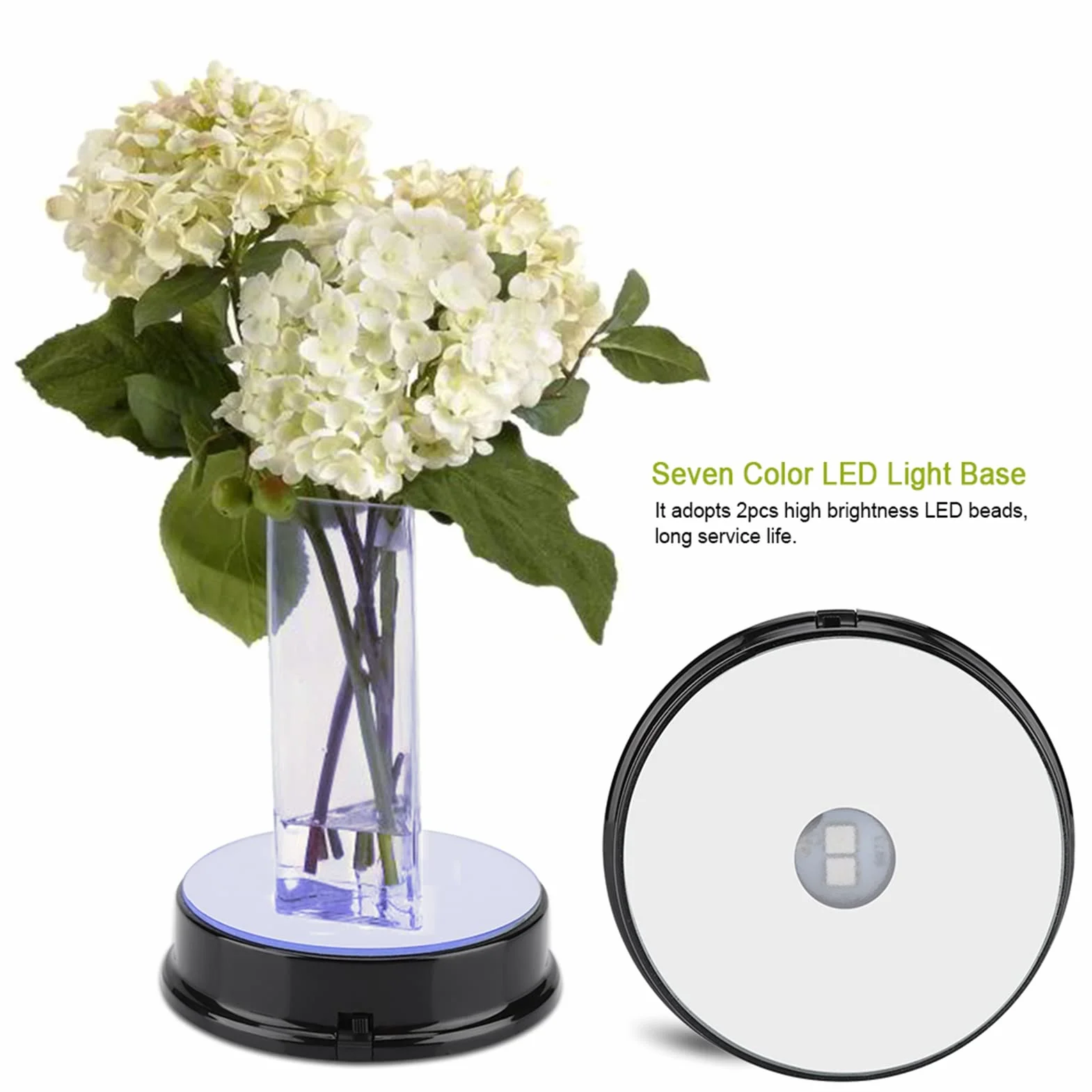 Ausla Podstawka LED, 4 sztuki, tworzywo sztuczne, siedmiokolorowe diody LED, okrągłe, kolorowe światło, kryształowa podstawa do szklanych butelek, sztuki kryształowej, figurki, dekoracji domu