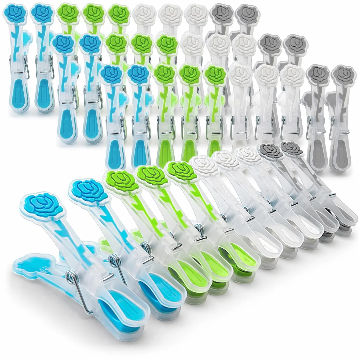 COM-FOUR® 40x klamerki do bielizny z miekkim uchwytem, sledzie z mocnym uchwytem do zawieszania poscieli, klamerki do wieszania ubran (040 sztuk - miekki uchwyt)