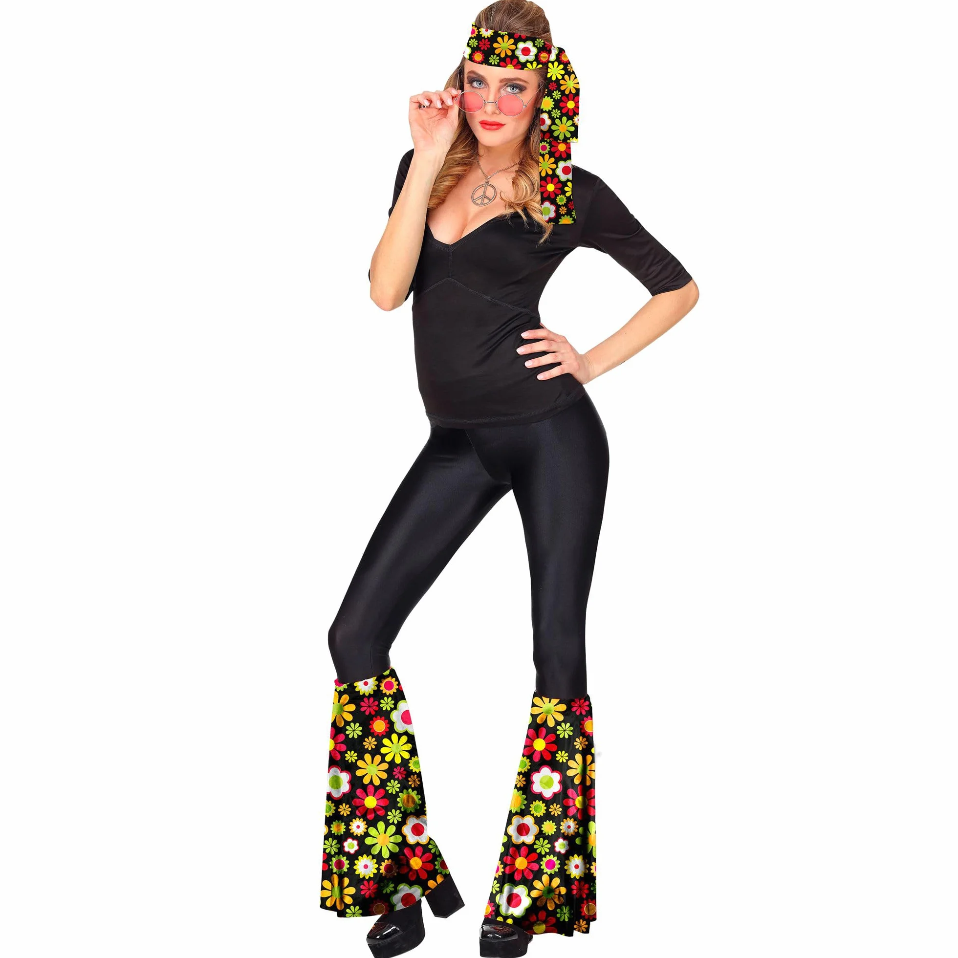 W WIDMANN MILANO Party Fashion - Zestaw hippie 60s / 70s, opaska i rękawice, hippie, reggae, flower power