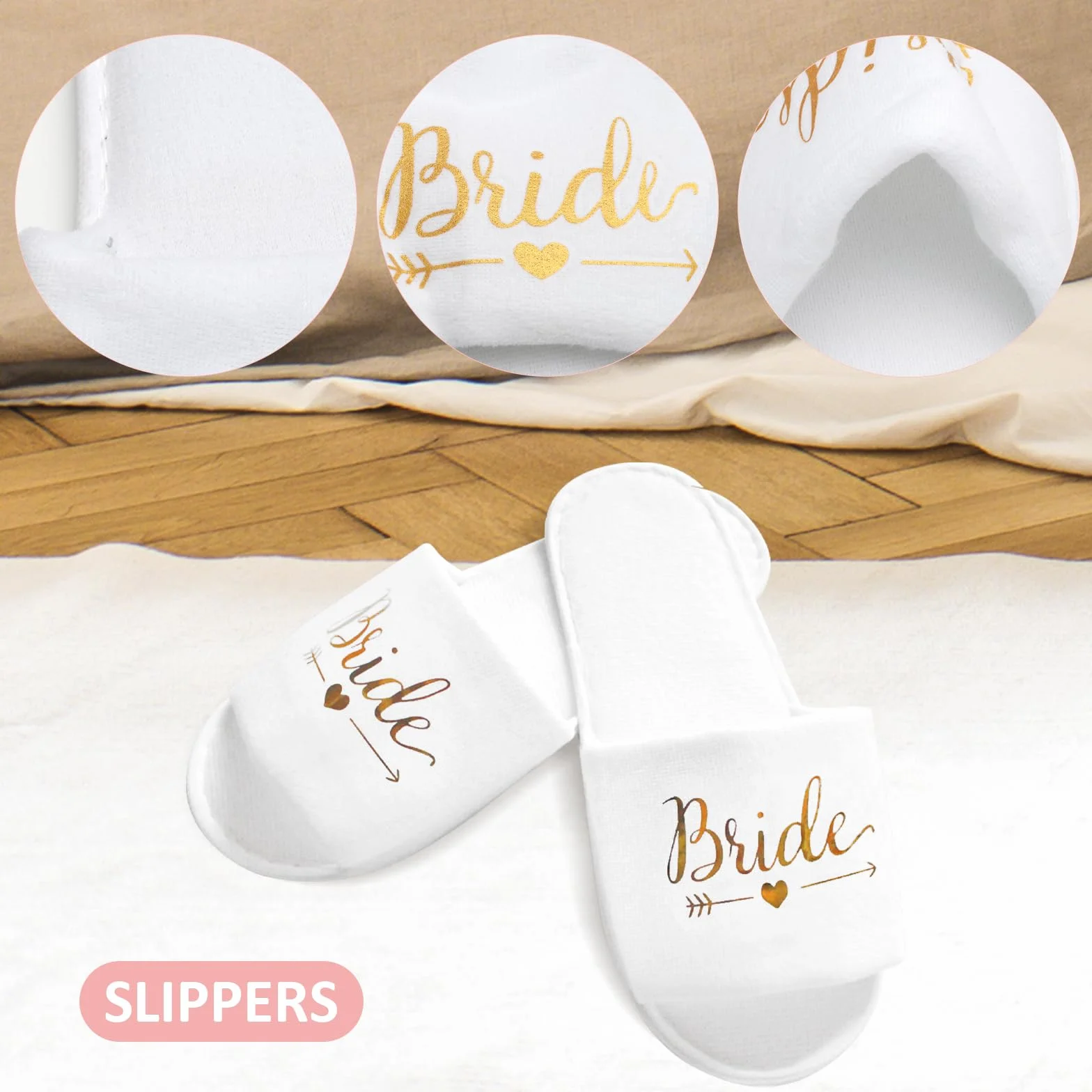 Bride Damski szlafrok satynowy kimono z dekoltem w serek bielizna nocna z kapciami na wesele wieczór panieński dekoracja imprezowa (różowy)