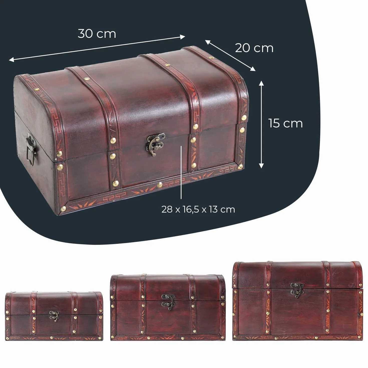 Drewniana skrzynia na skarby 30x20x15 cm HMF 6406-130