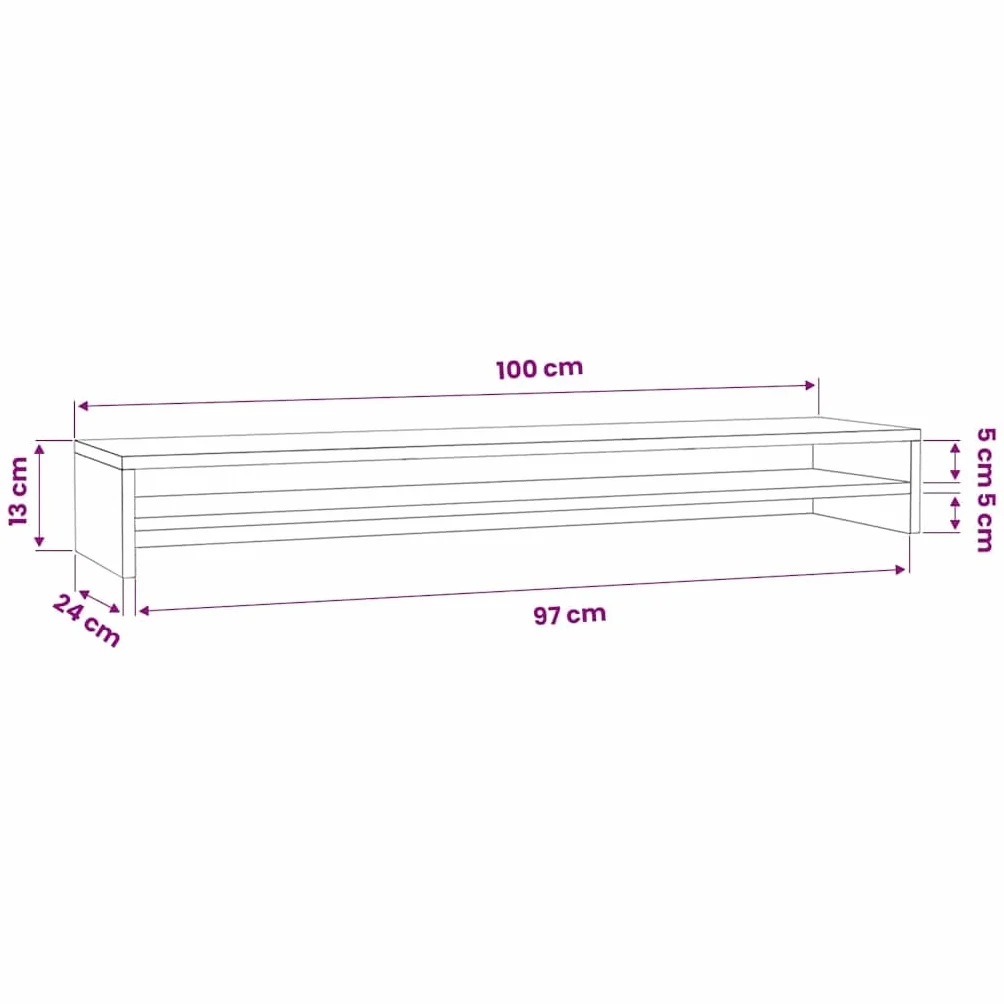 vidaXL Podstawka na monitor, biała, 100x24x13 cm, materiał drewnopochodny