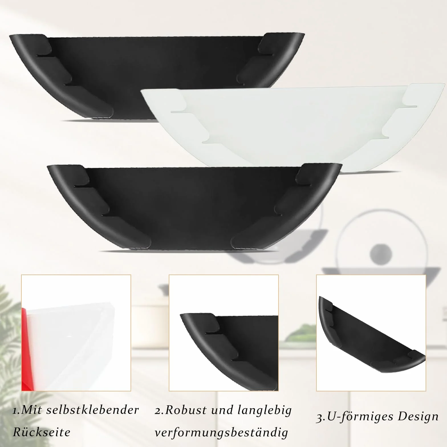 Samoprzylepny uchwyt ścienny na pokrywkę garnka 4 sztuki 15-34 cm organizer do szafki czarny