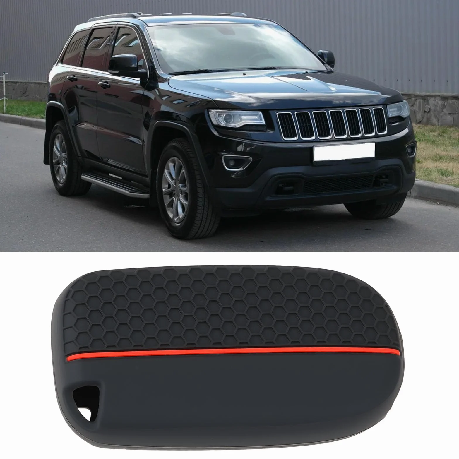 2-pakowe etui na klucze z silikonu 4+1 guziki Kompatybilne z Jeep Grand Cherokee WK2, Cherokee Renegade, Compass