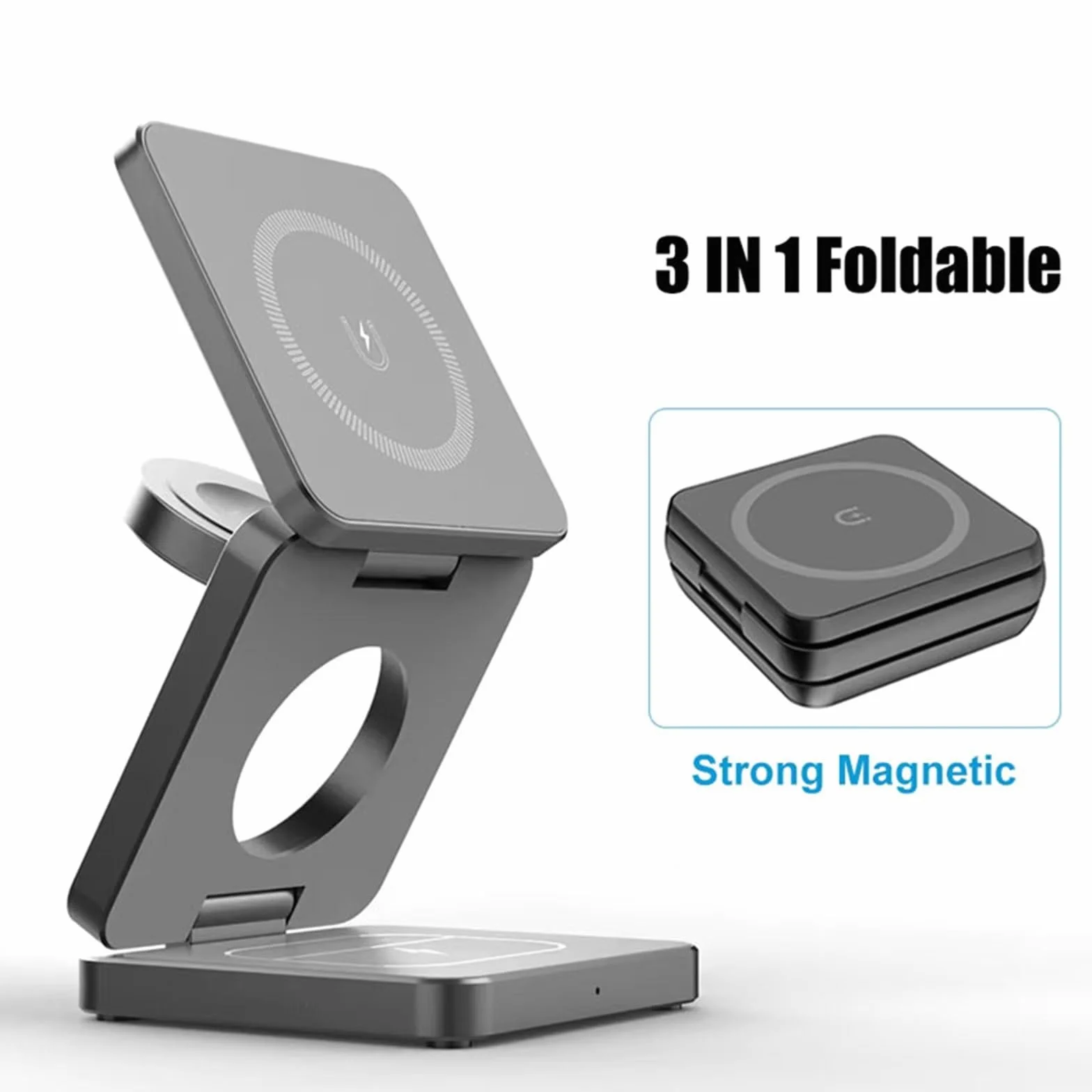GUMMMY Bezprzewodowa ładowarka 3 w 1 stojak magnetyczna składana bezprzewodowa stacja ładująca do telefonu 15 14 13 12 Pro Max IWatch 8 9 ładowarka