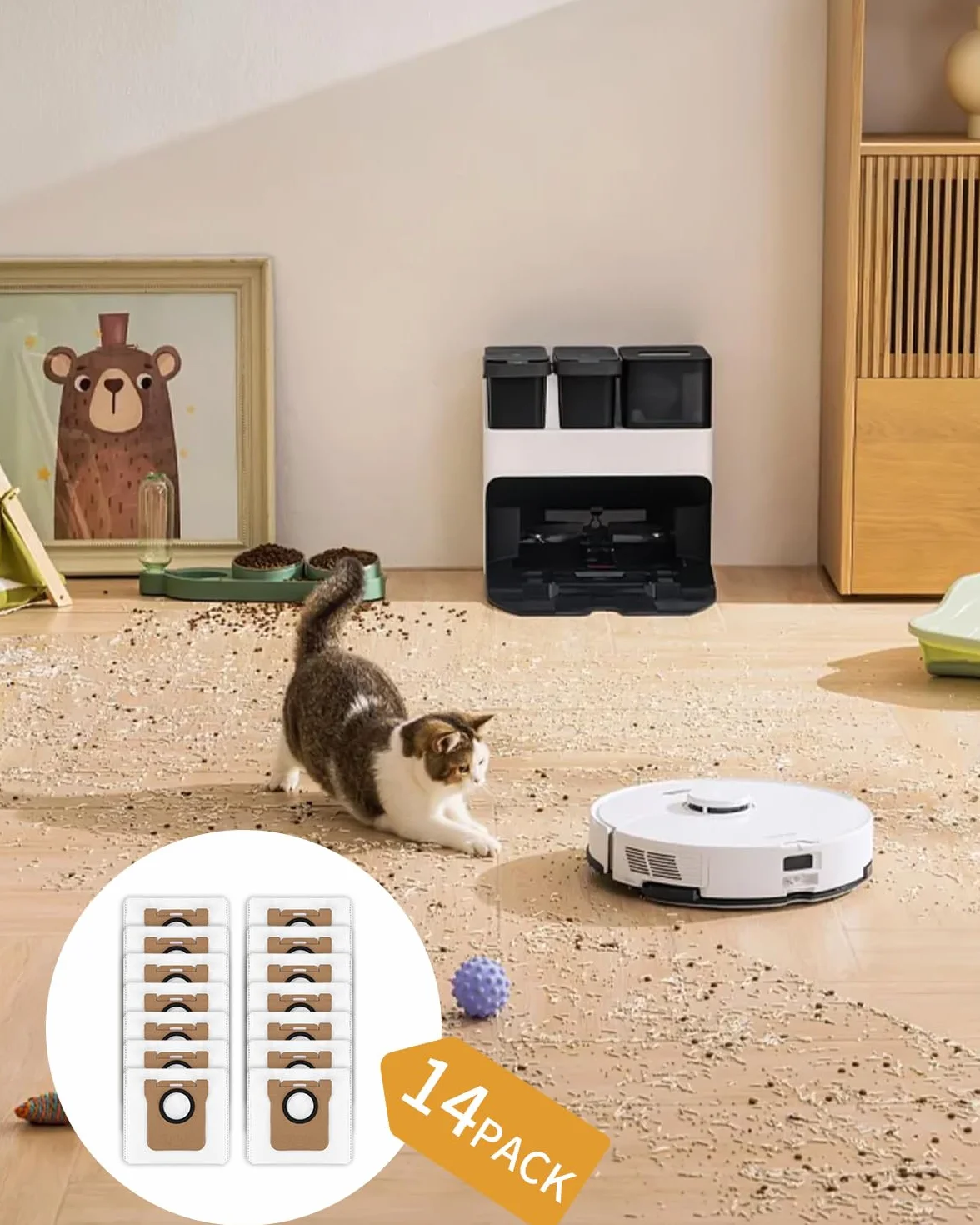 14 sztuk worków do odkurzacza akcesoria do Dreame L10s Ultra / L10 Ultra/L20 Ultra/Xiaomi X10+, duża pojemność 2,5 l, ZZ3280