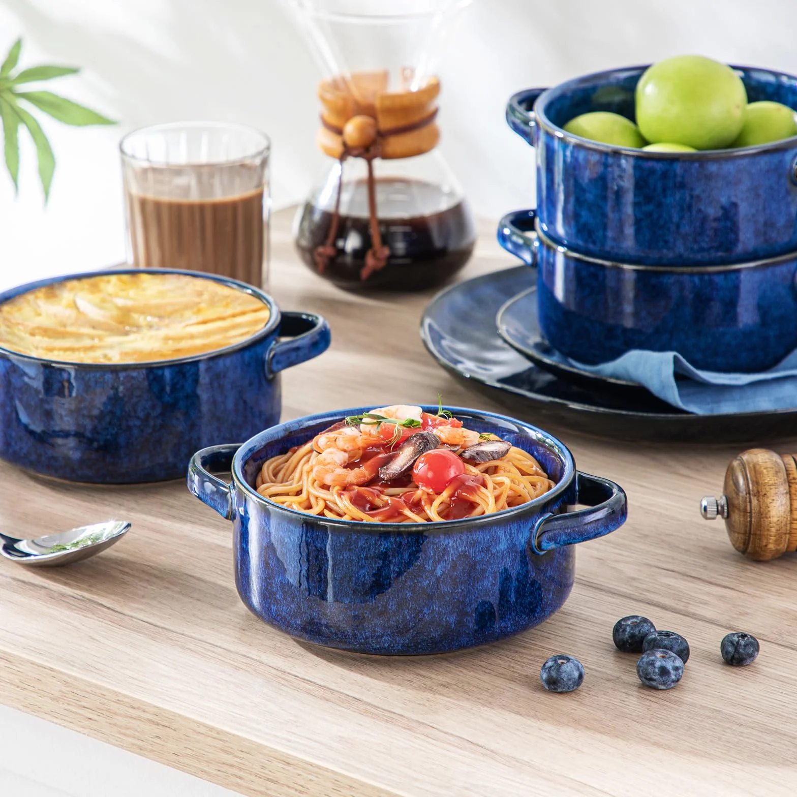vancasso Zestaw 4 szt. ceramicznych misek do zupy 850 ml z uchwytami