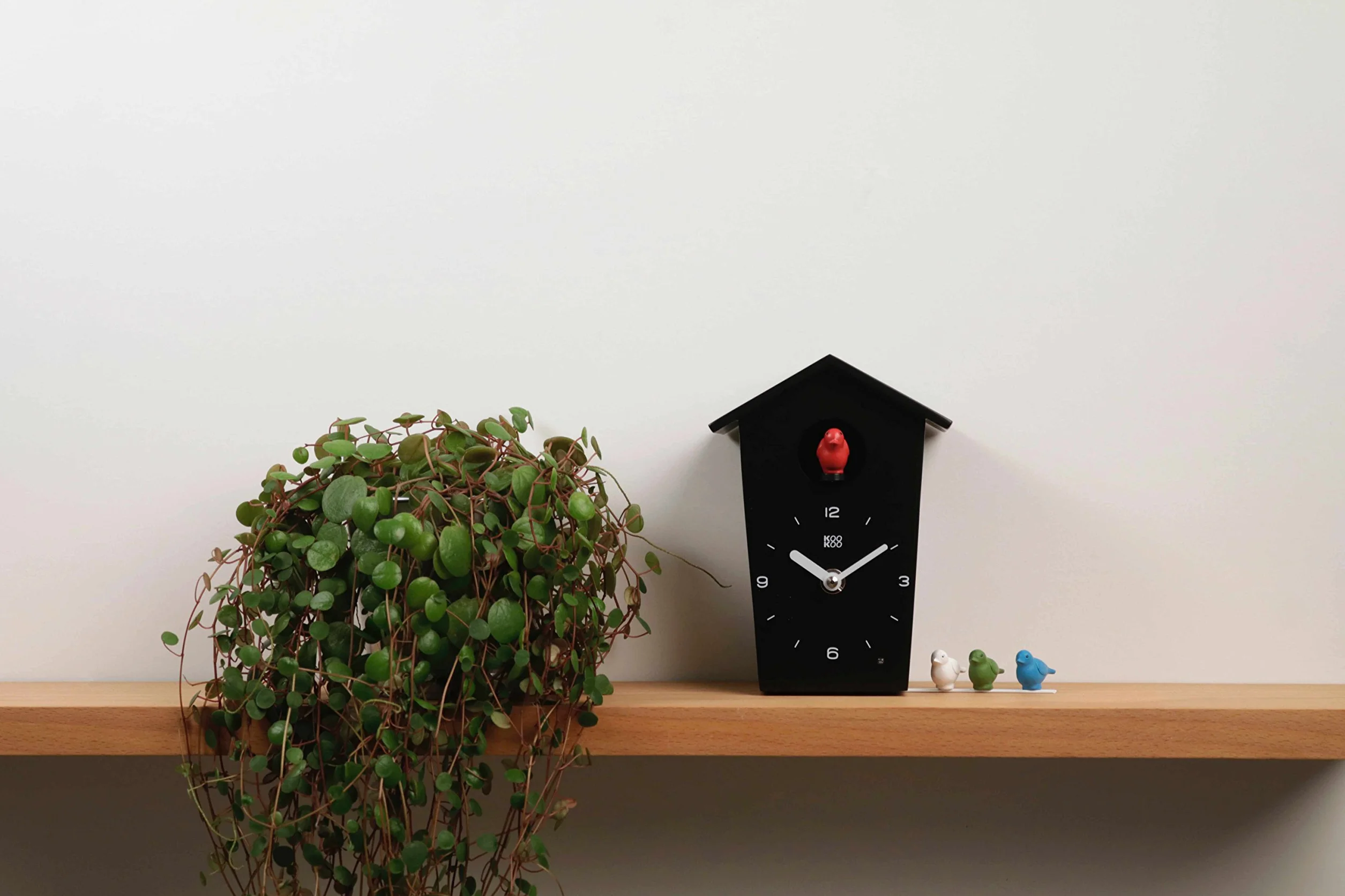KOOKOO Birdhouse Mini czarny zegar z kukułką 12 głosów ptaków