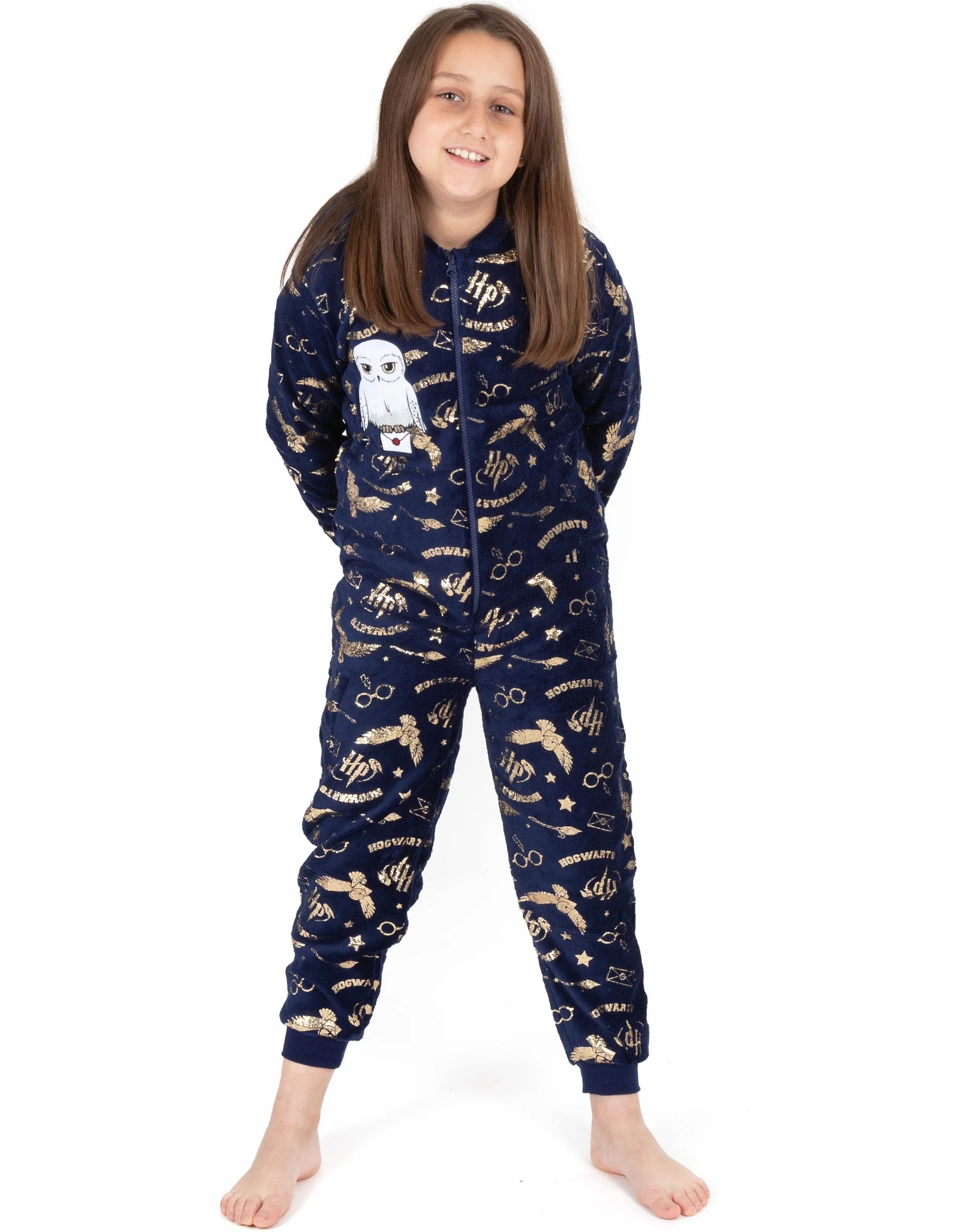 Harry Potter Onesie Dziewczyny Dzieci Hogwarts Hedwig WSZYSTKO W ONE PAJAMA