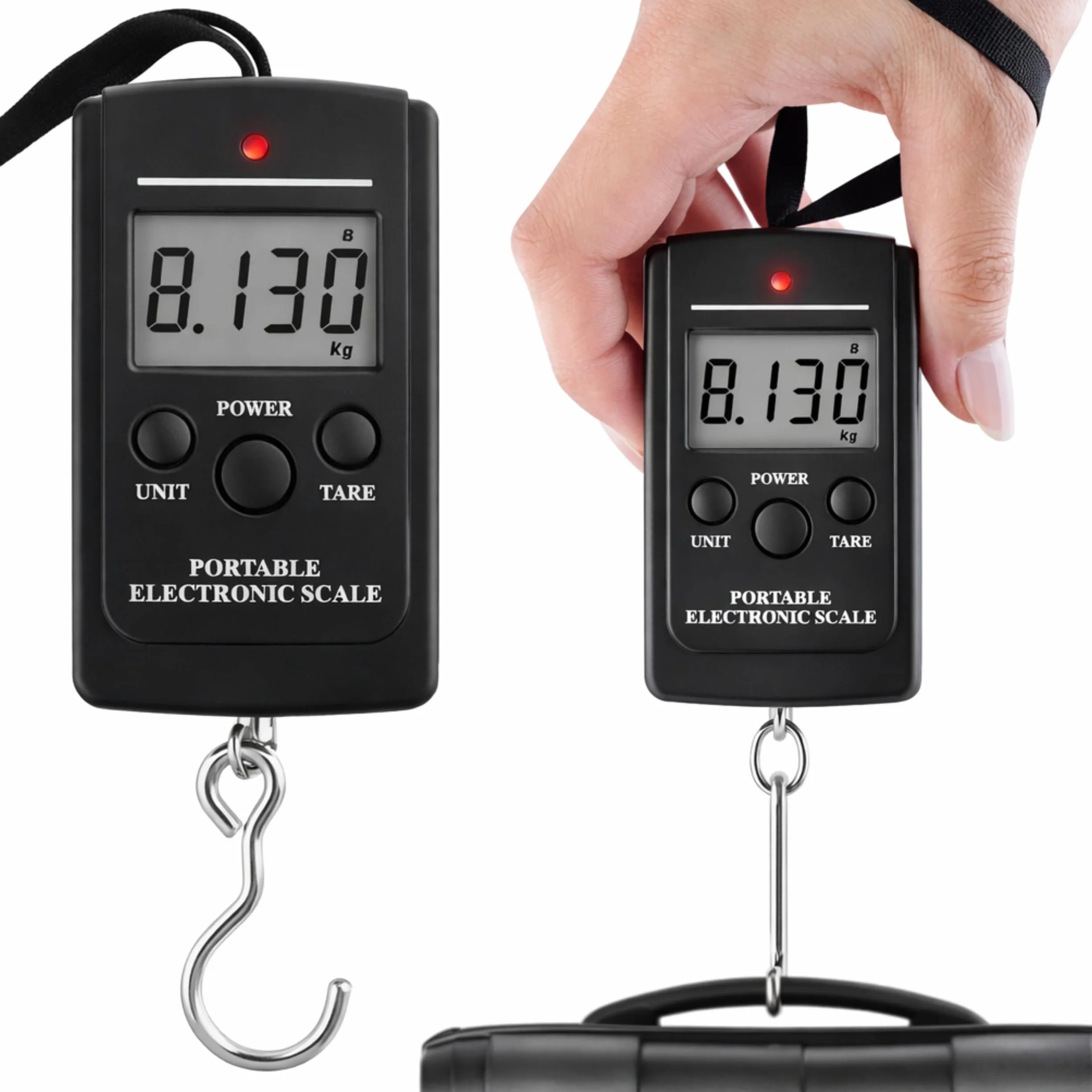 PARENCE.- Przenośna cyfrowa waga bagażowa z wyświetlaczem LCD, wszechstronna w podróży, wędkowaniu i w domu - Do 50 kg - Precyzja i wielofunkcyjność