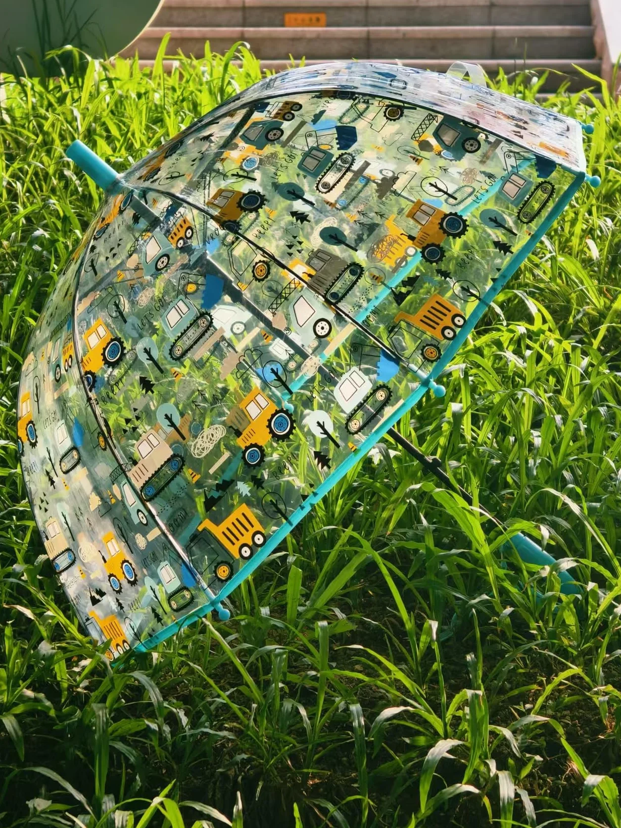 Parasol dziecięcy z dachem kopułowym, lekki, uroczy, zabawny design, ochrona przed wiatrem i deszczem, parasol w kształcie dzwonka, przezroczysty - prezent dla dzieci