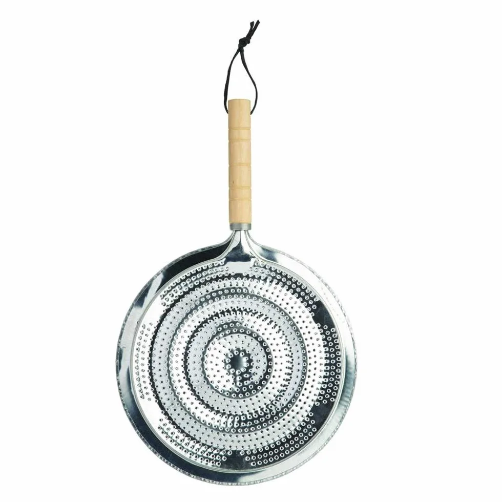 KitchenCraft Kuchenny Dyfuzor Ciepła, Drewniany Uchwyt, Stal Nierdzewna - Kolor Srebrny