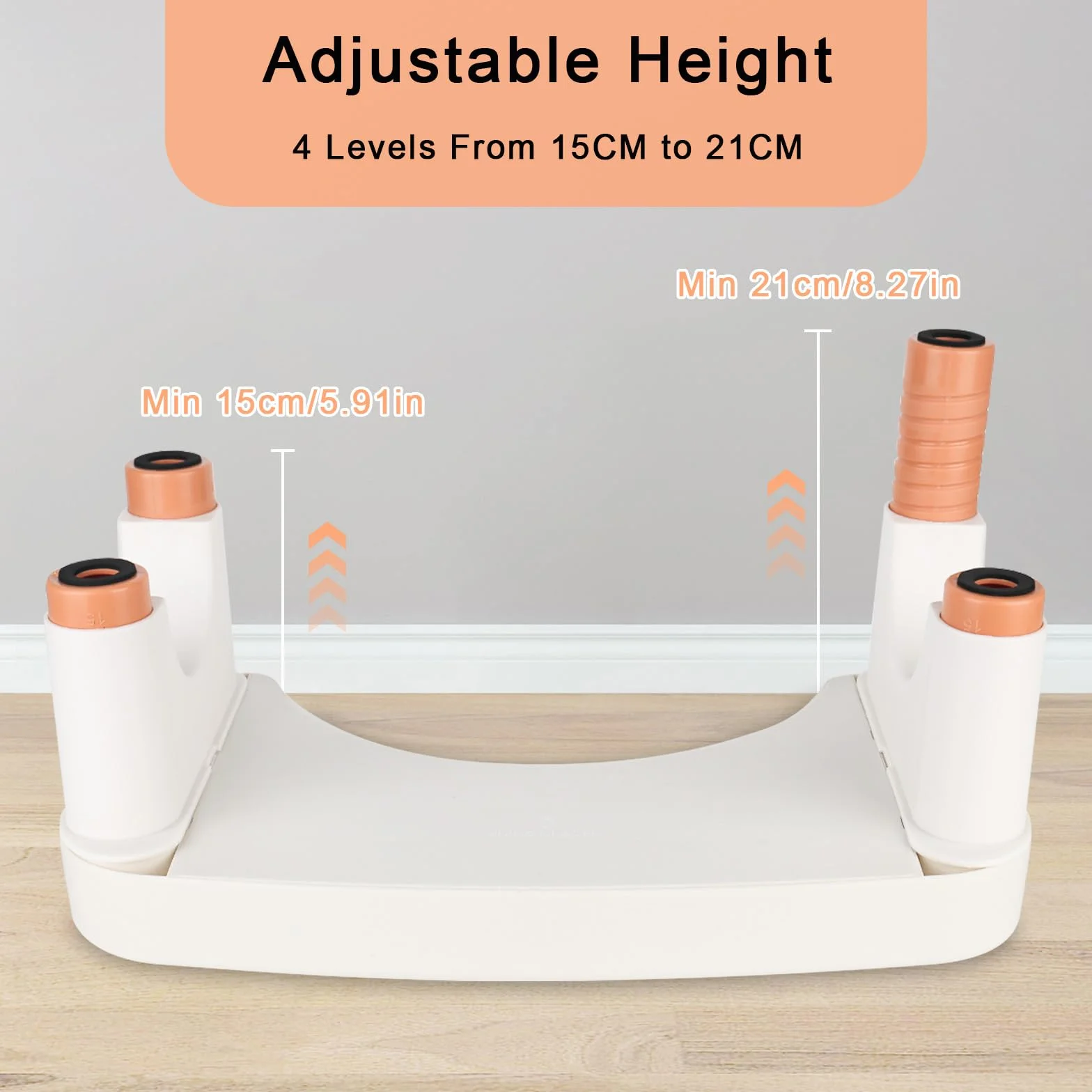 Stołek Toaletowy Regulowany 4 Wysokości 15-21 cm Drewno