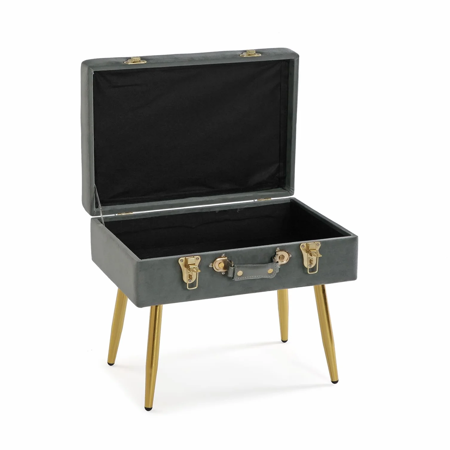 Versa Nóżka łóżka ciemnoszary poliester metal drewno sosnowe MDF 34 x 42 x 50 cm