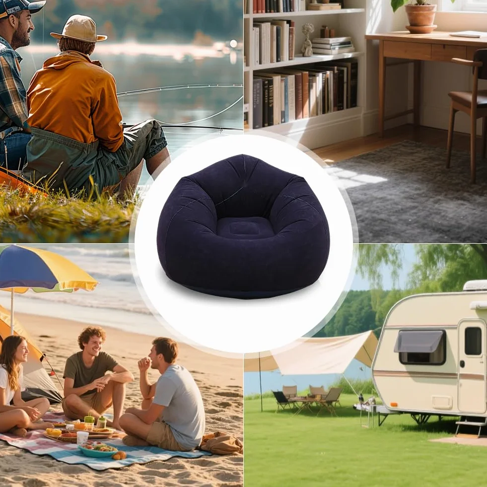 Nadmuchiwany worek do siedzenia, nadmuchiwany fotel, sofa plażowa, worek do siedzenia, sofa dmuchana do użytku na zewnątrz, na kemping, kemping, imprezy na plaży (niebieski)