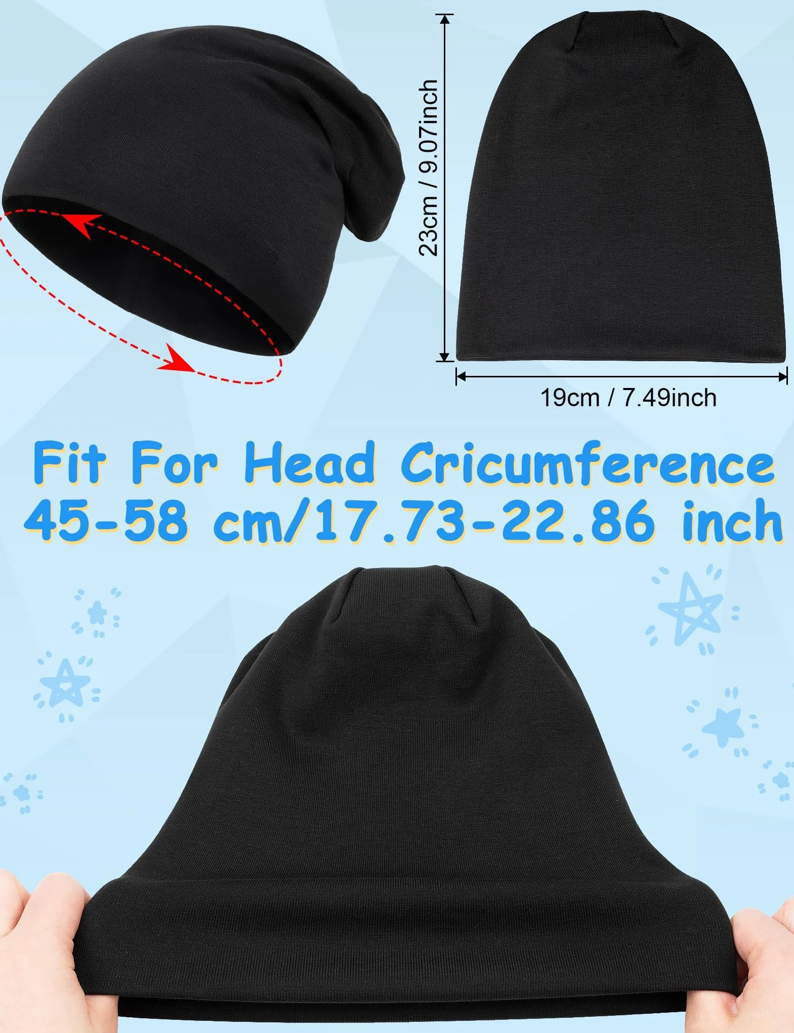 Kiiwah 2 czapki dziecięce Slouch Beanie, miękkie czapki zimowe dla chłopców i dziewczynek, ciepłe czapki dziecięce, dwuwarstwowa czapka z dzianiny dla dzieci, na wiosnę, jesień, zimę, czarny
