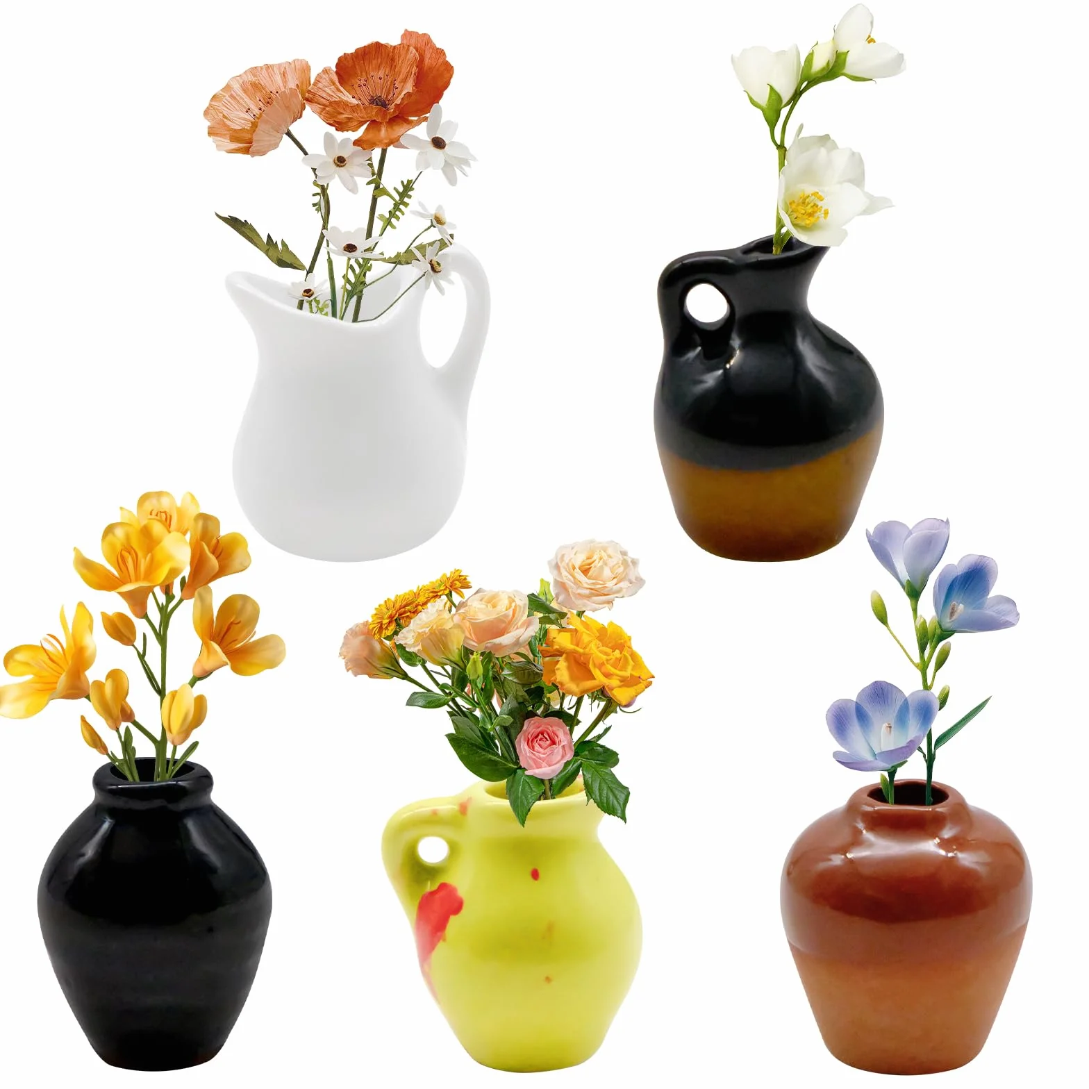 Ceramiczne mini wazony magnetyczne na lodówkę 5 sztuk