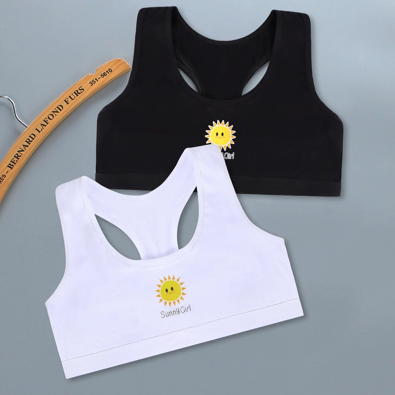 Mayoii 2 szt. crop topy dla dziewczynek bawełniana podwójna warstwa oddychająca bez gąbki i bez przewodowego obwodu dolnej części klatki piersiowej 60-72 cm