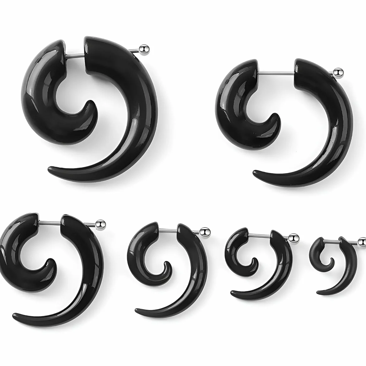 1 para 3 mm (8 G) czarny akrylowy wir spirala plemienne fałszywe stożki miernik rozciągacze gage zestaw do rozciągania tunele do uszu kolczyki zatyczki zestaw do piercingu ciała biżuteria