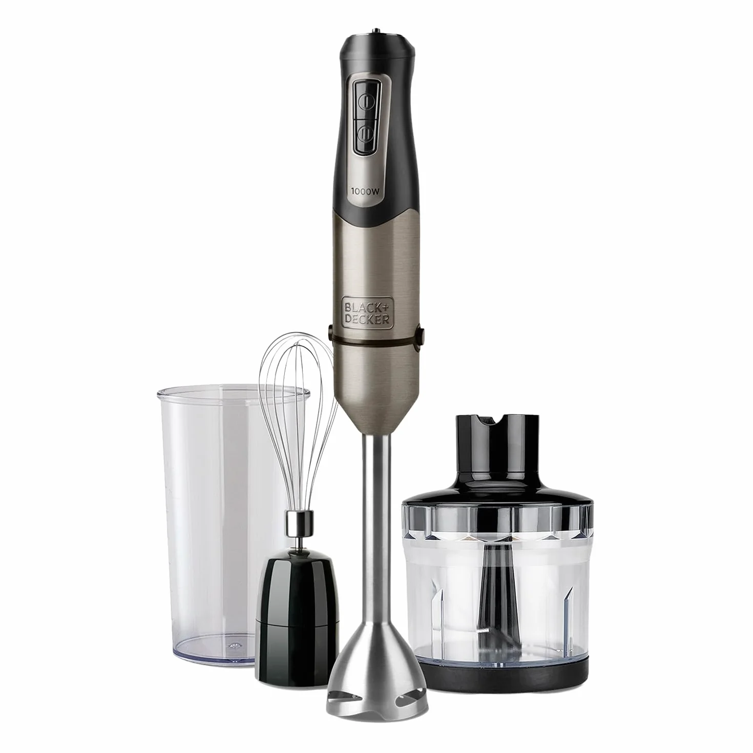 Black+Decker BXHBA1000E Blender Ręczny, Stal Nierdzewna, 1000 W, 1 L, Szary