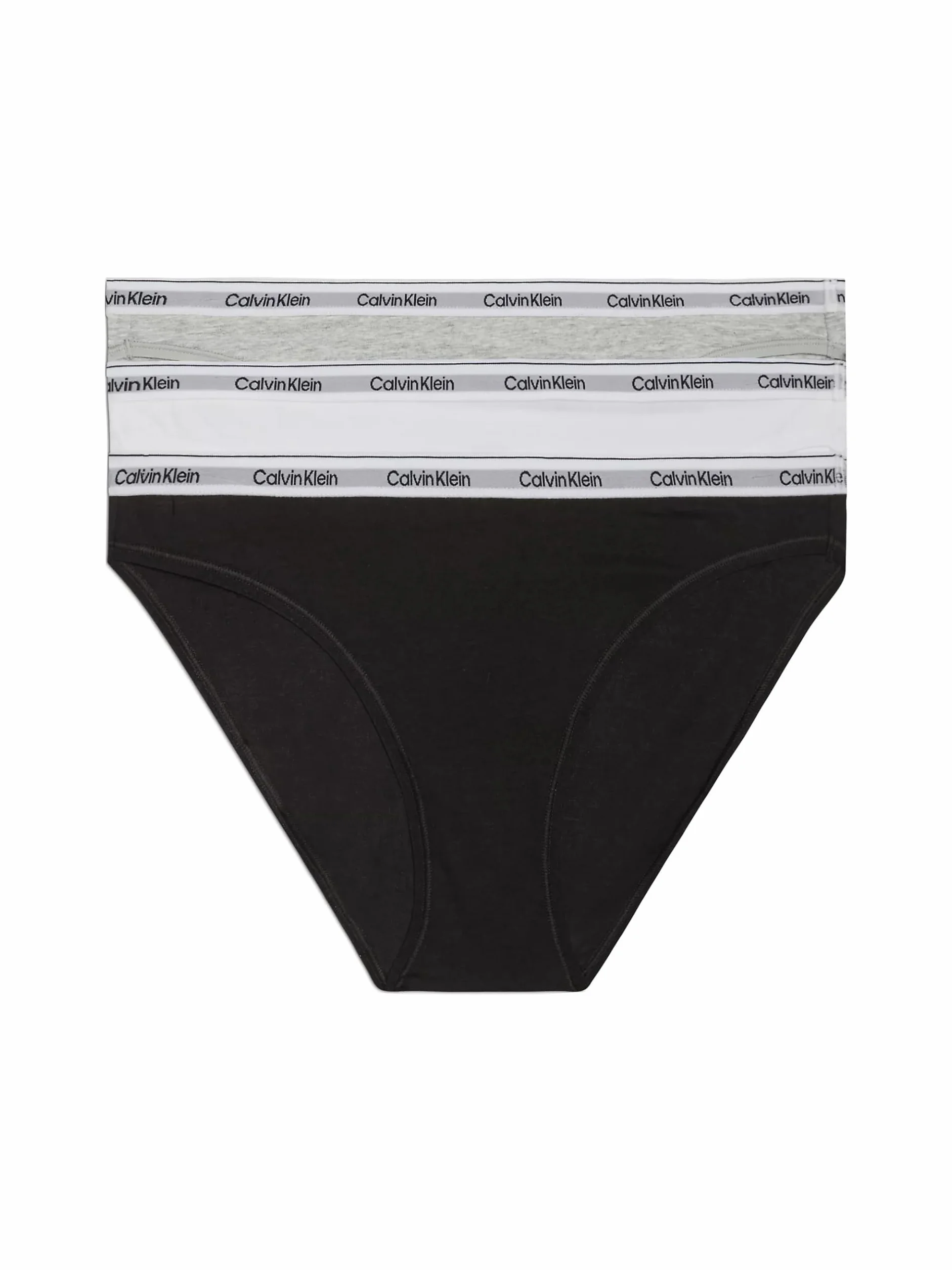 Calvin Klein Damskie majtki w kształcie bikini, elastyczna bawełna, opakowanie 3 szt, Wielokolorowy (czarny/biały/szary wrzosowy), S