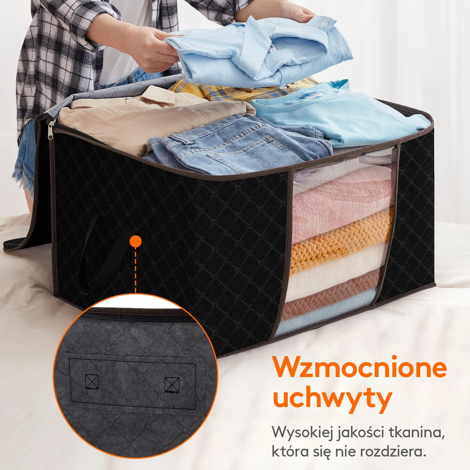 Lifewit Torba do Przechowywania Ubrań 90L 6 Pak Czarny