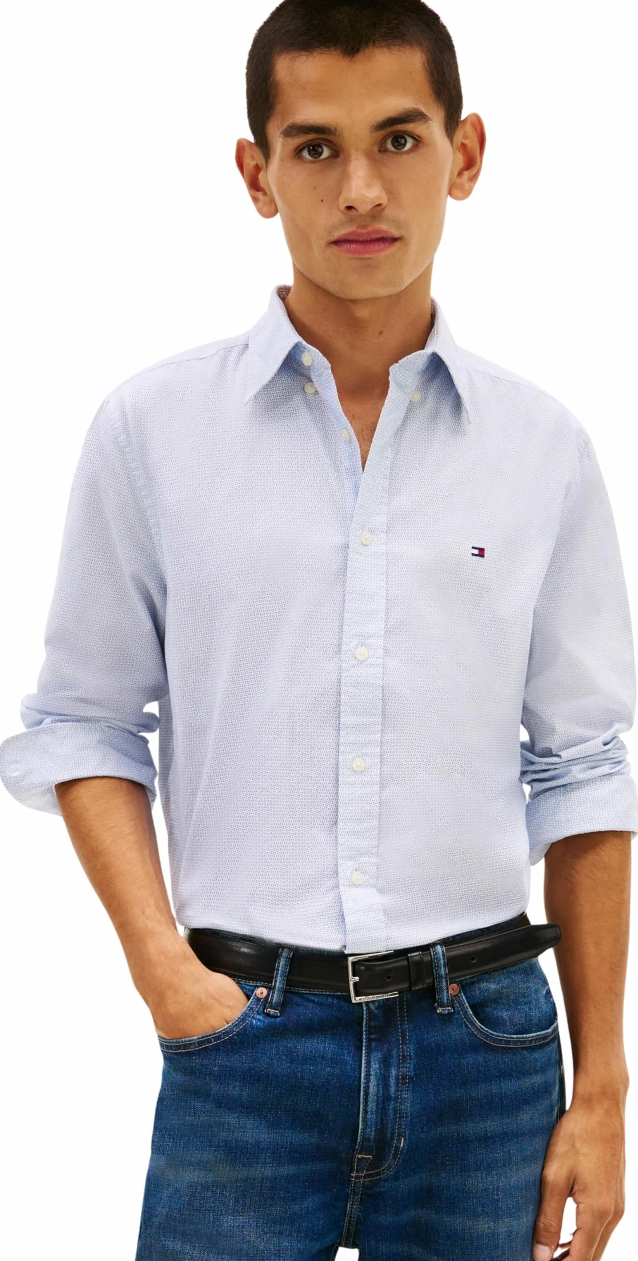 Tommy Hilfiger Koszula L/S Mężczyźni Flex Poplin Fake Solid Rf Shirt Mw0mw41711