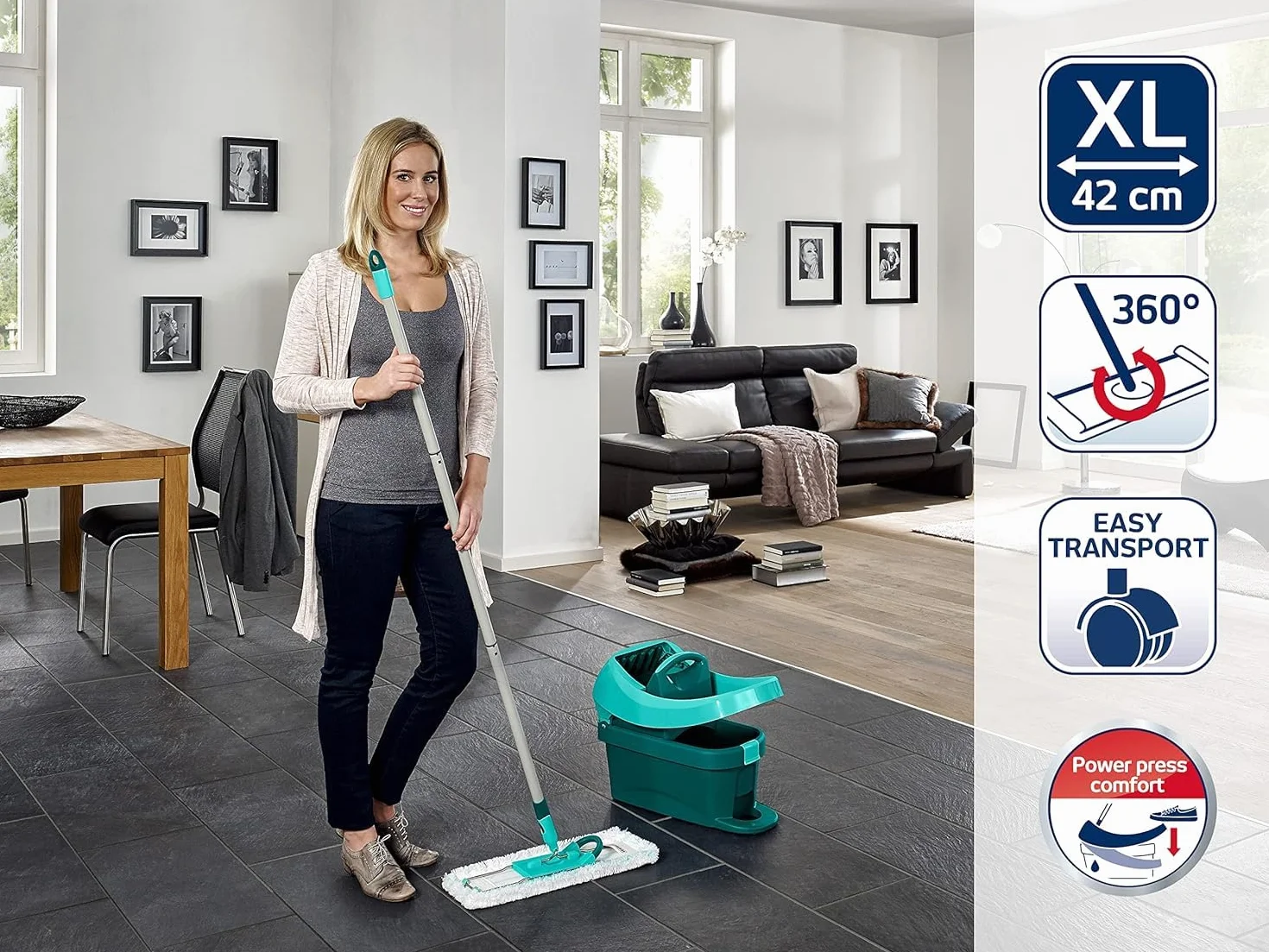 Wiadro Z Wyciskaczem Do Mopa Profi XL Na Kółkach Mop Z Nakładką Micro Duo Plus Nakładka Duster Static