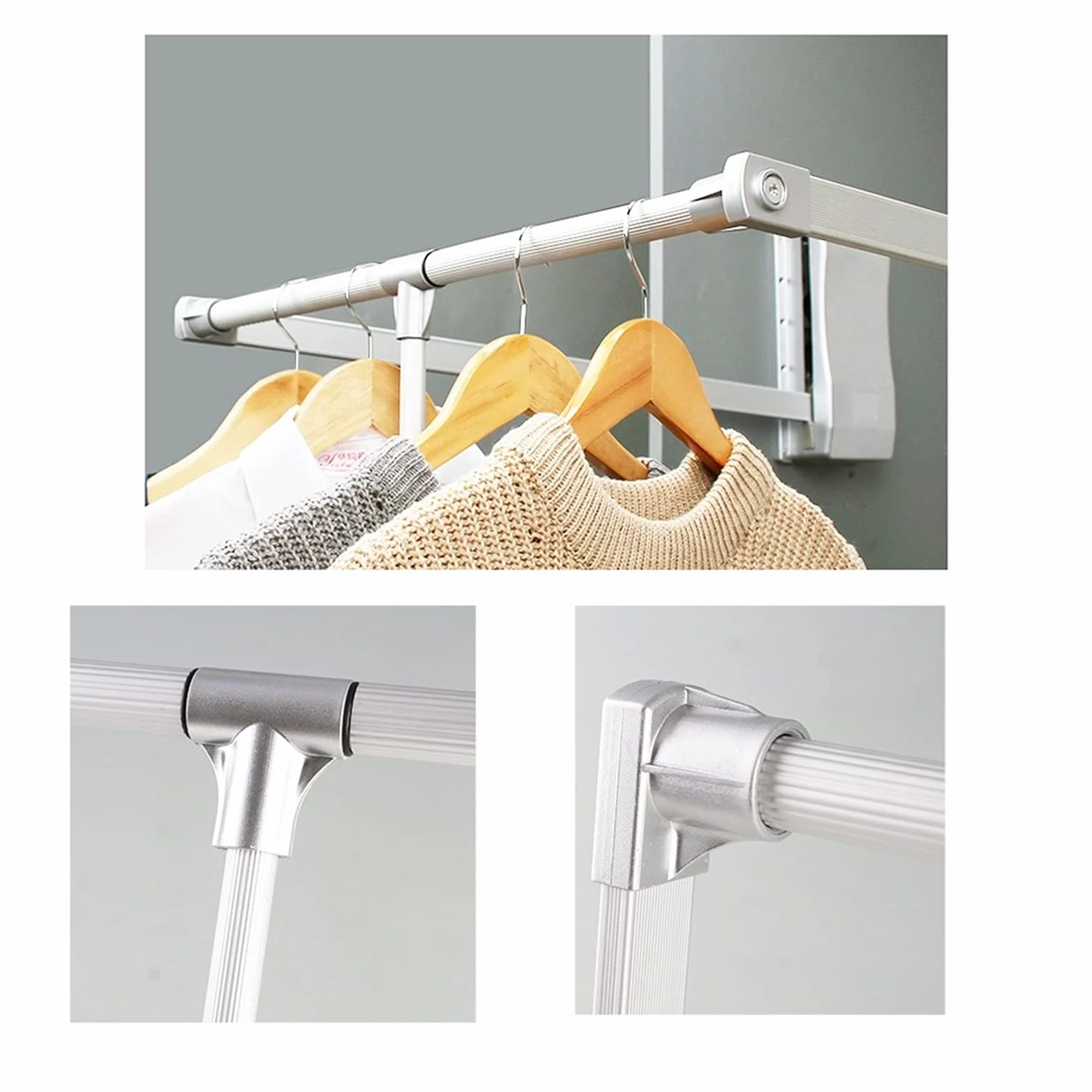 Regulowana rozwijana szyna do szafy miękki reset wieszak projekt pantografu mechanizm podnoszenia oleju 450-1150 mm nośność 30 kg oszczędzający miejsce organizer do szafy
