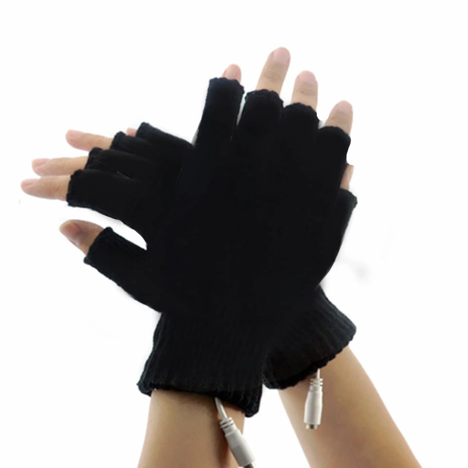 Ogrzewane rękawice USB, ogrzewane rękawiczki przez USB, nadają się do prania, unisex, do jazdy na rowerze, jazdy na nartach, wędrówek, czarne (A)