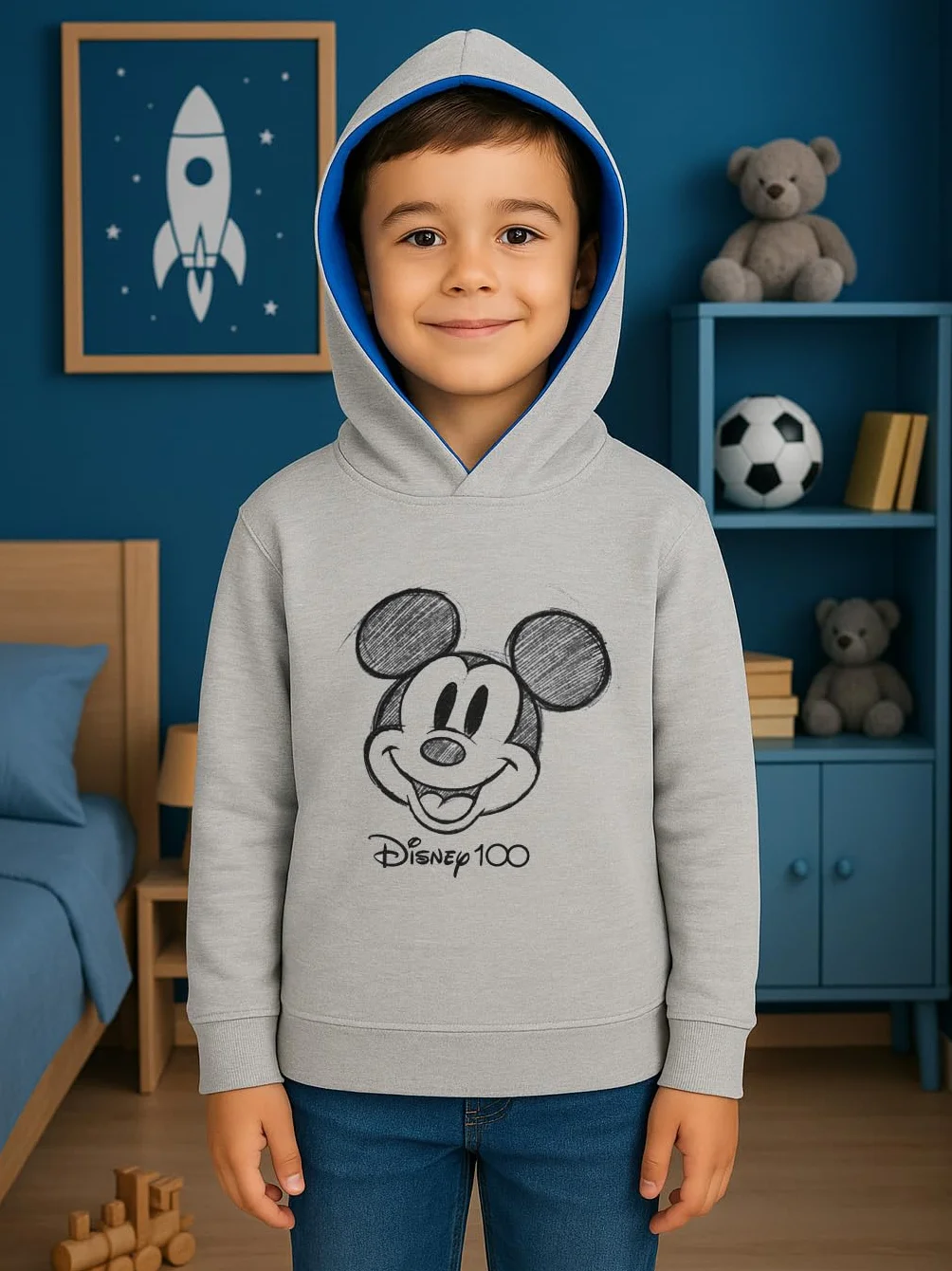 Disney Mickey Mouse bluza z kapturem dla chłopców – dziecięca bluza z kapturem, szara