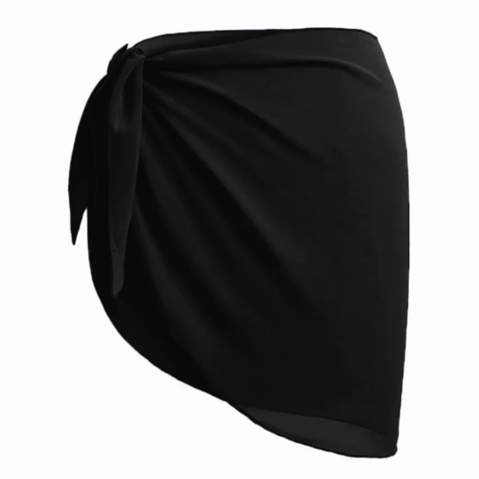 2 damskie nakrycie plażowe, sarong pareo, krótki szyfon, na lato, czarny i biały, 50 x 140 cm, czarny i biały, m