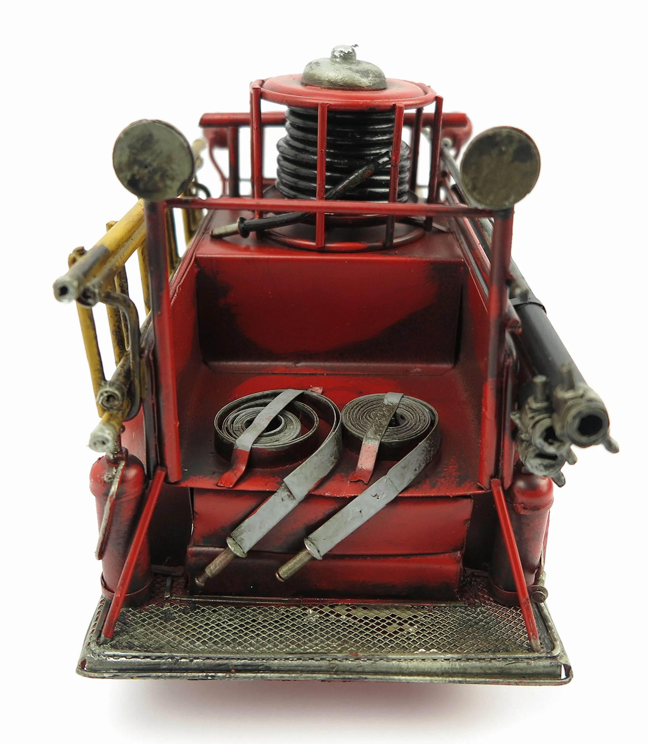Samochód blaszany oldtimer wóz strażacki czerwony retro dekoracja Shabby Vintage