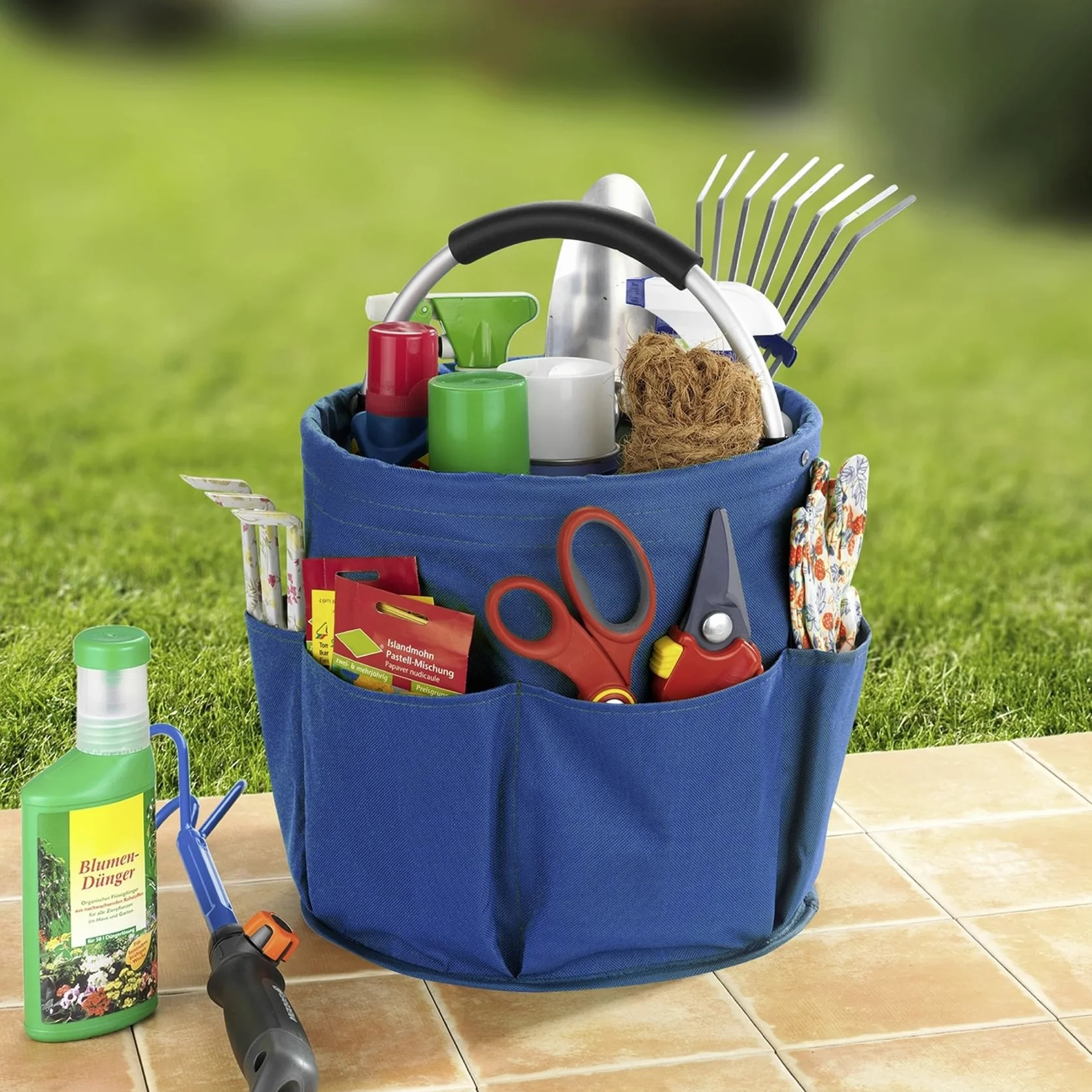 WENKO Uniwersalny organizer na przybory do czyszczenia 28 x 26,5 x 28 cm niebieski