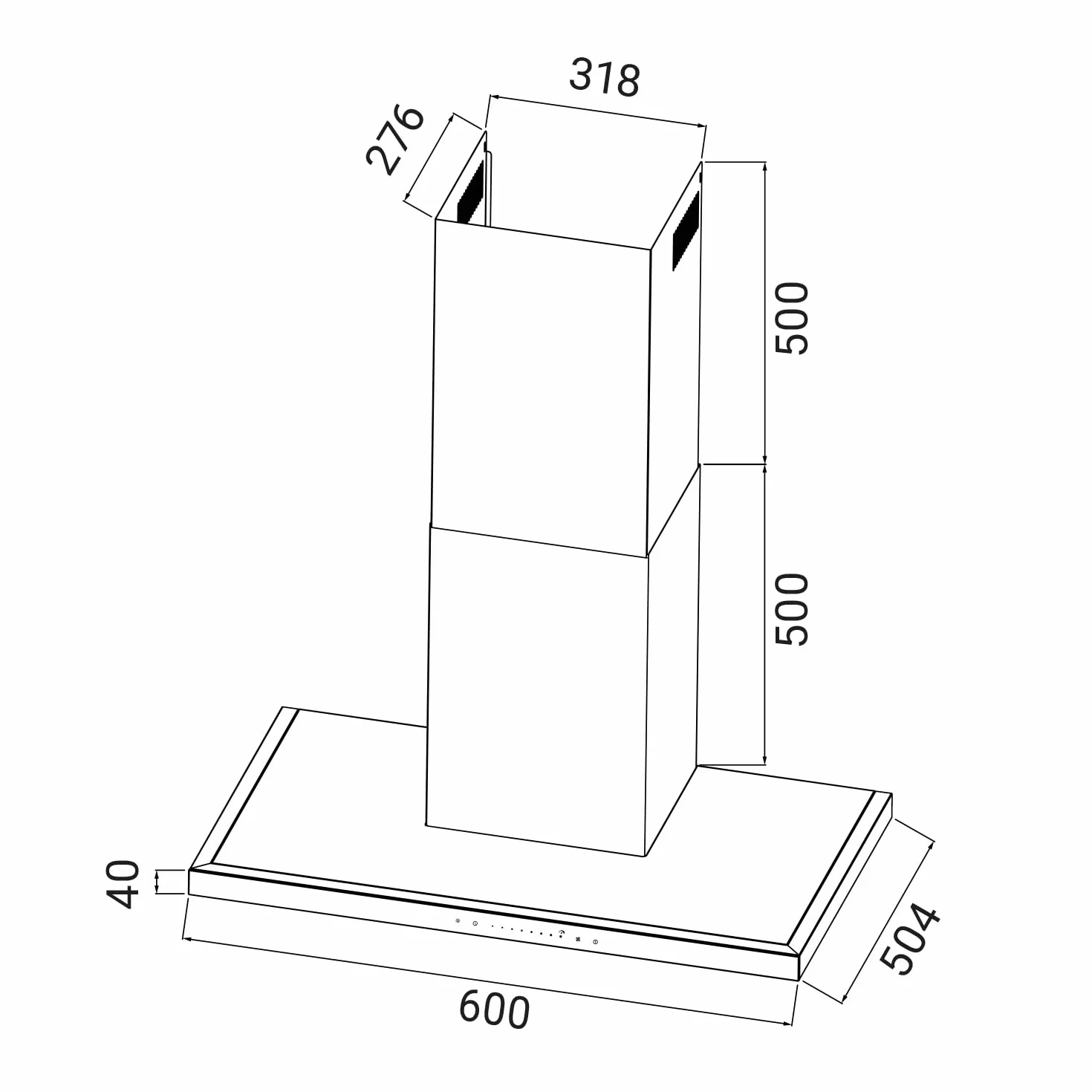 Okap kuchenny 60 cm stal nierdzewna czarne szkło WiFi FLAT6006S