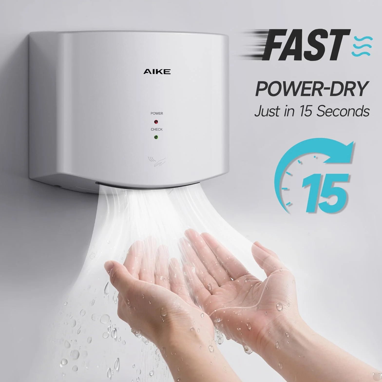 AIKE Air Wiper kompaktowa suszarka do rąk 1400 W 220 V bezdotykowa AK2630S srebrna